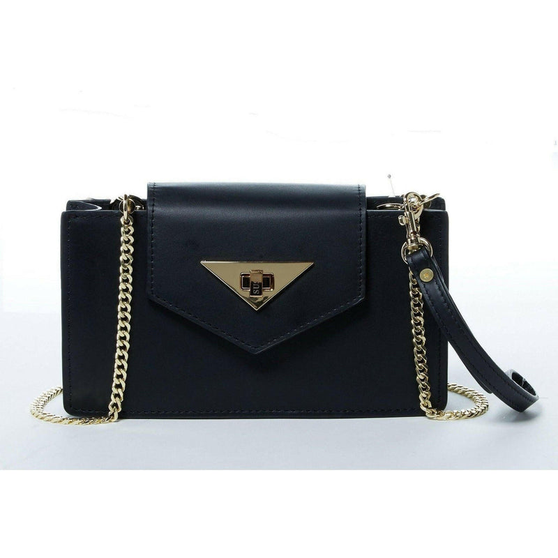 Mary Black Small Crossbody Leather Wristlet