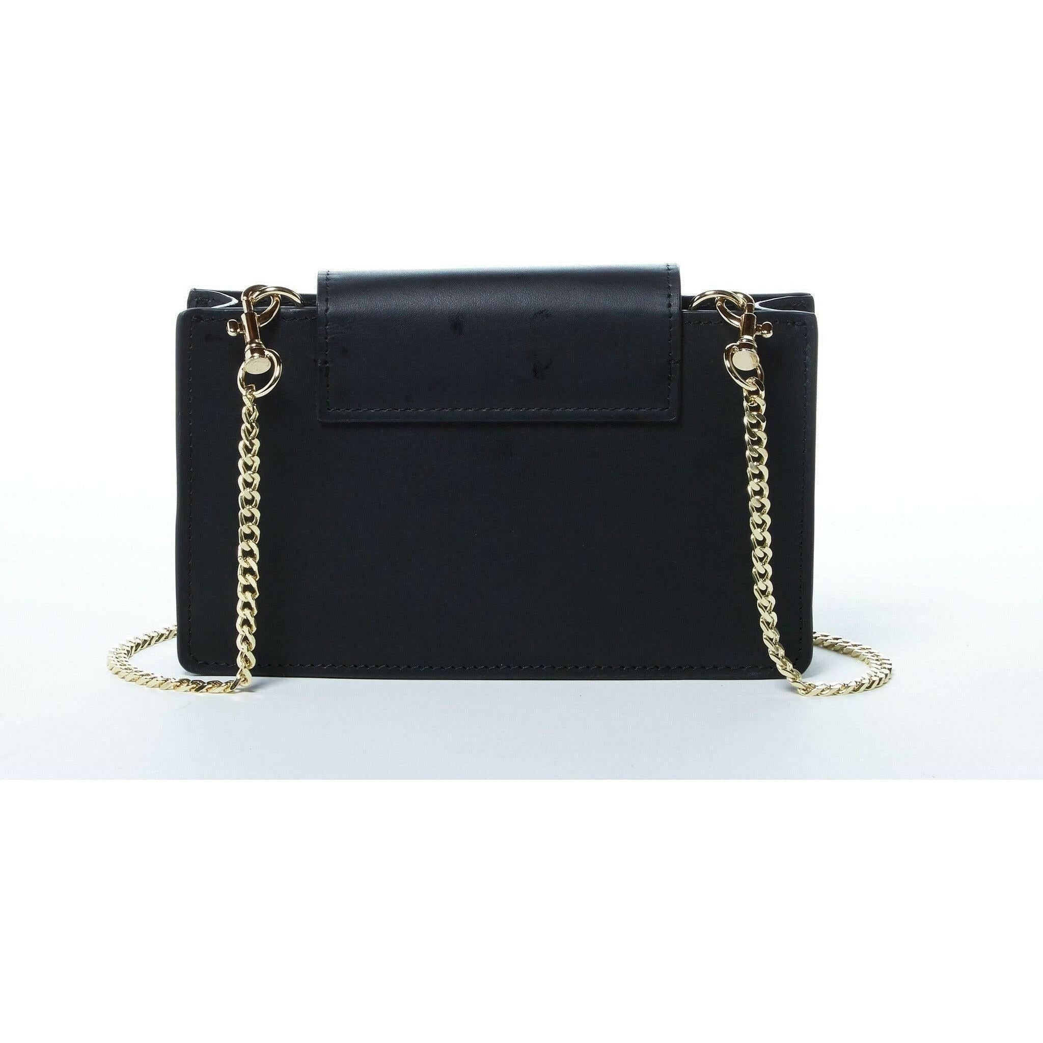 Mary Black Small Crossbody Leather Wristlet.