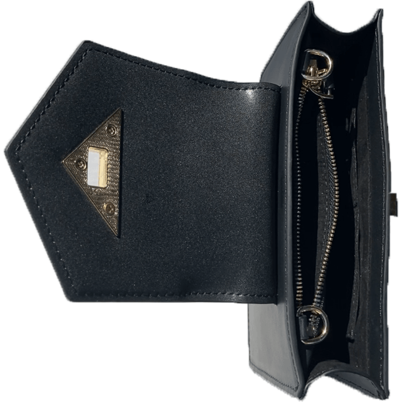 Mary Black Small Crossbody Leather Wristlet