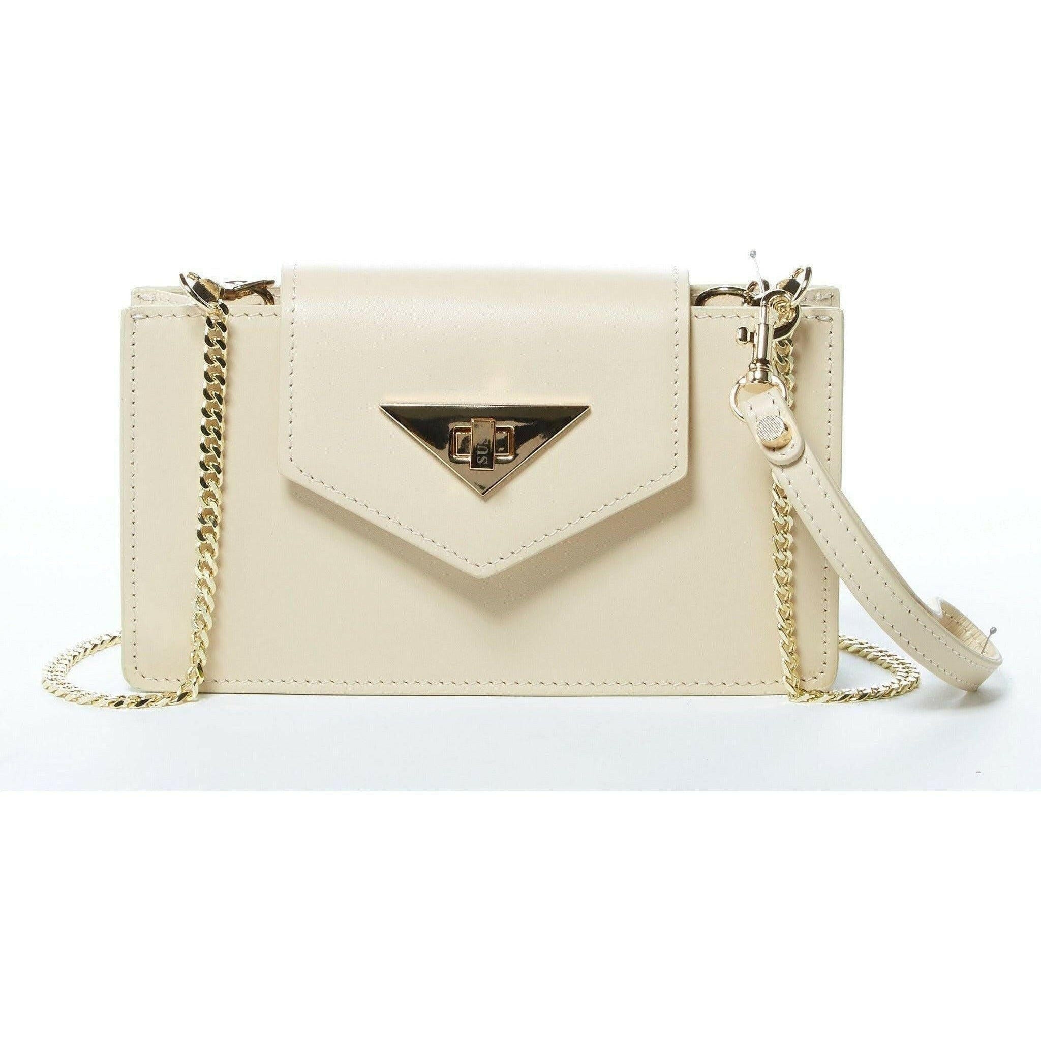 Mary Off White Mini Crossbody Bag Leather Wristlet.