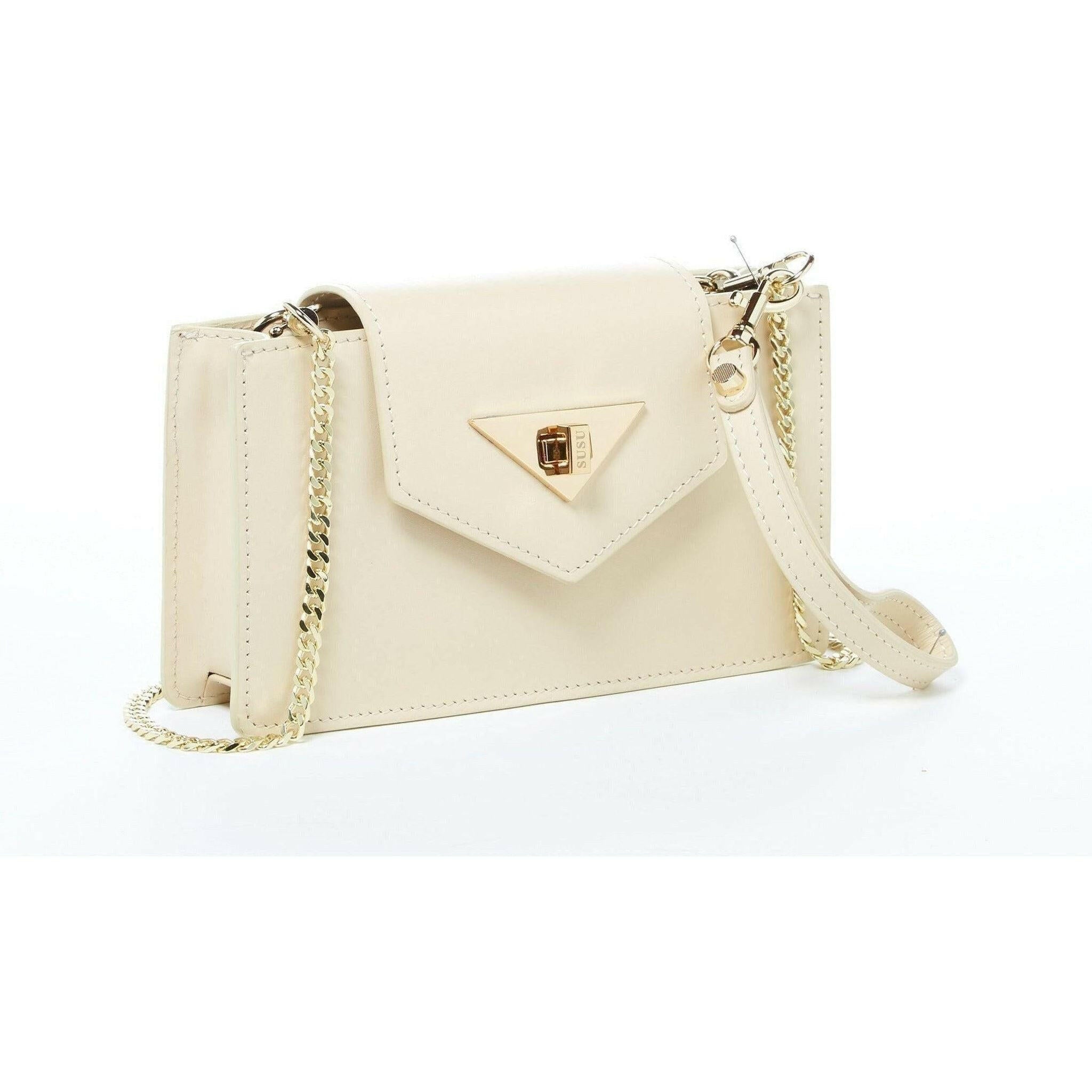 Mary Off White Mini Crossbody Bag Leather Wristlet.