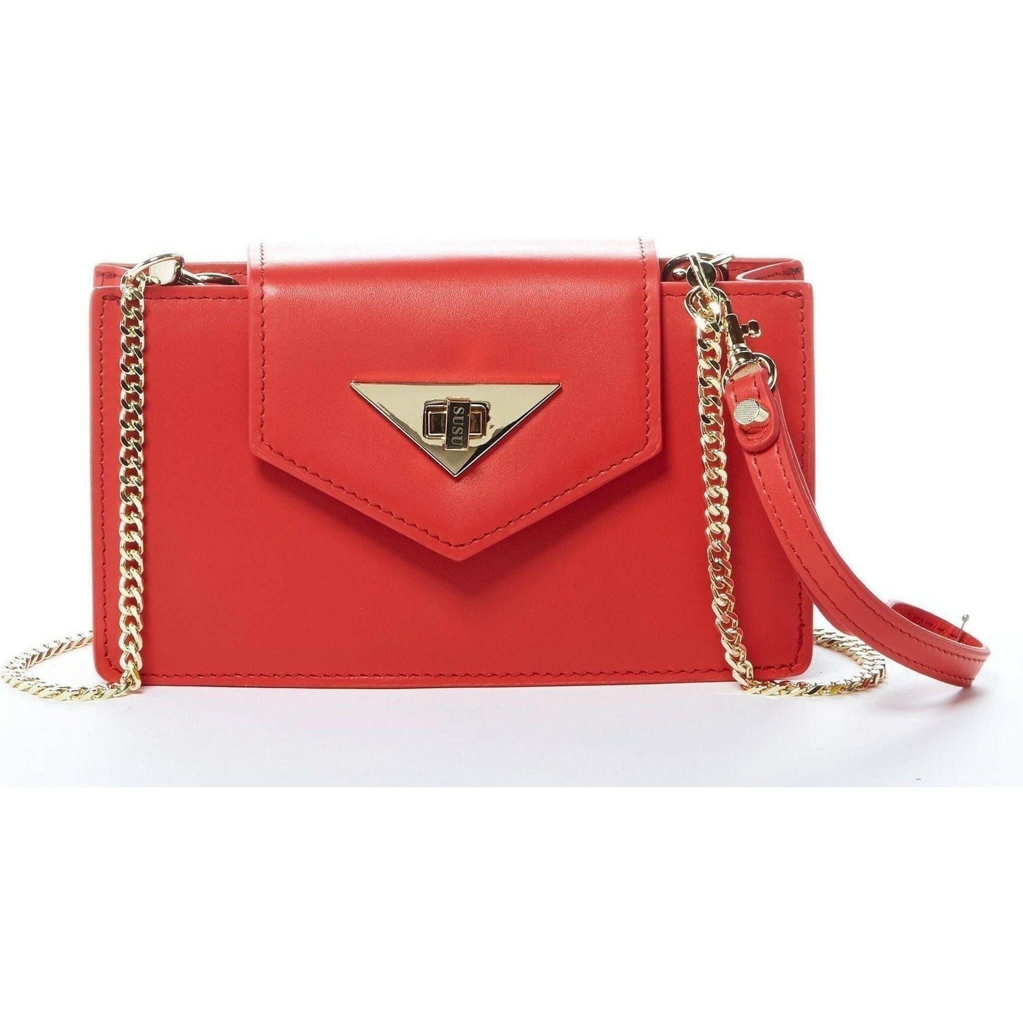 Mary Red Purse Mini Crossbody Bag Leather Wristlet.