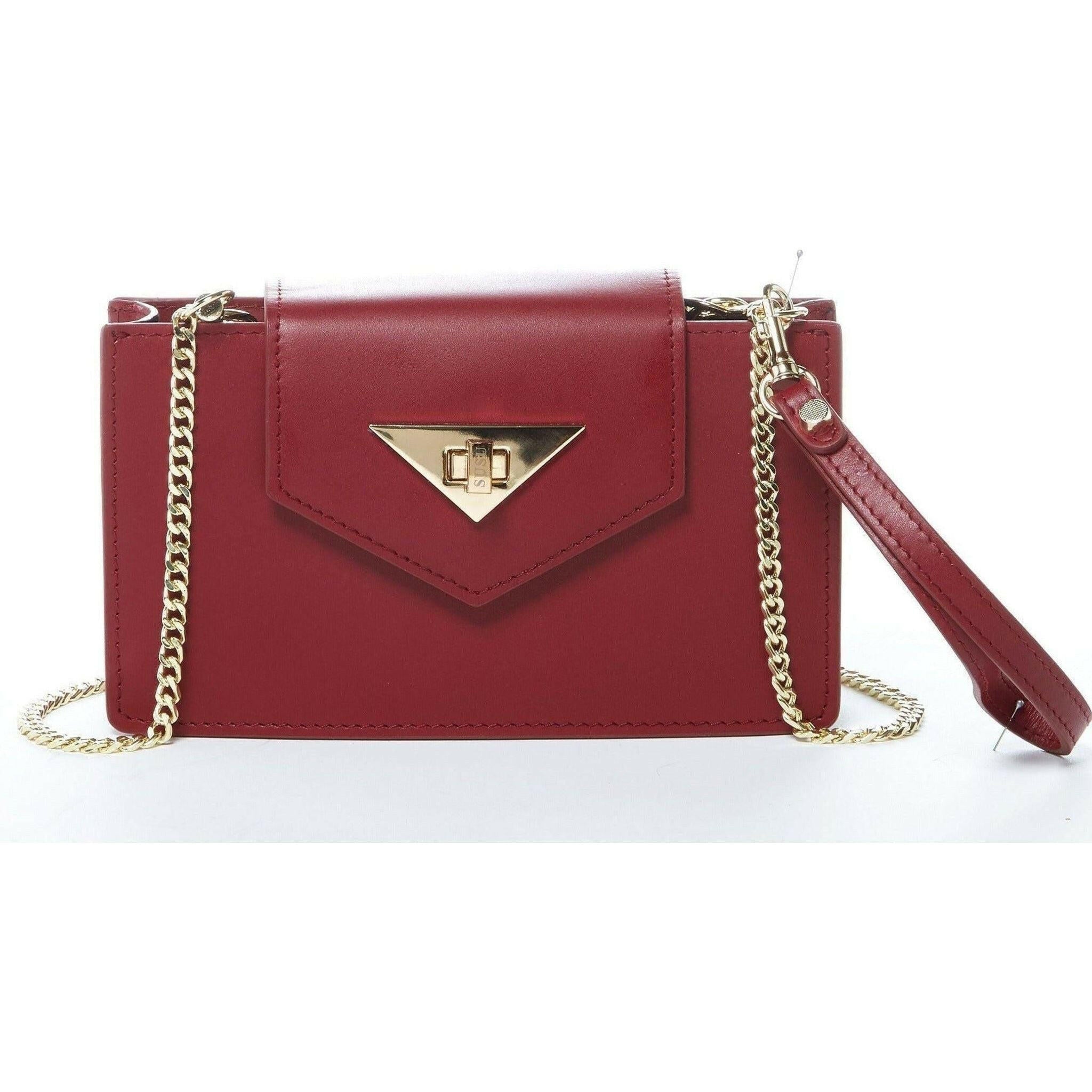 Mary Small Crossbody Leather Wristlet in Burgundy.