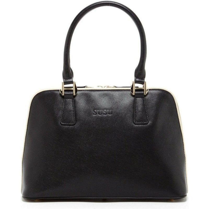 Melissa Saffiano Leather Satchel Bag Black