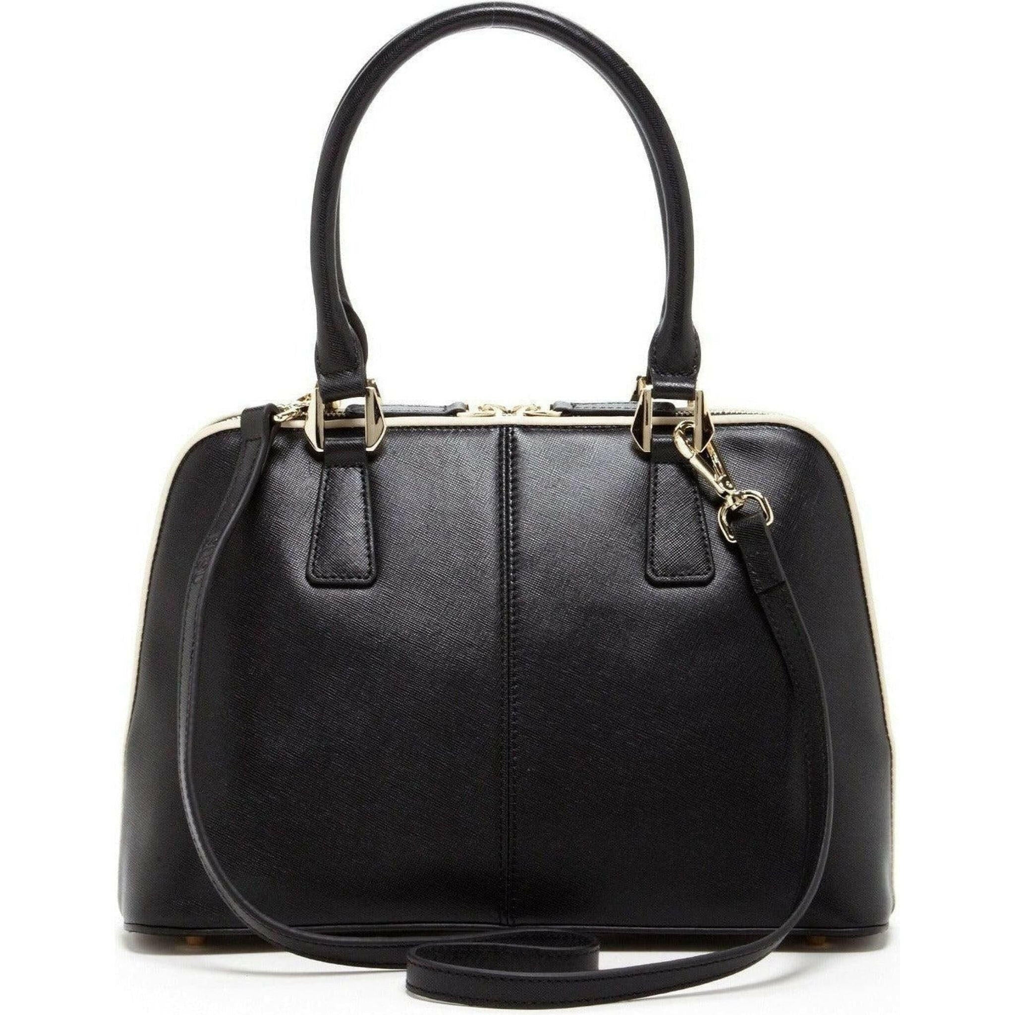 Melissa Saffiano Leather Satchel Bag Black.