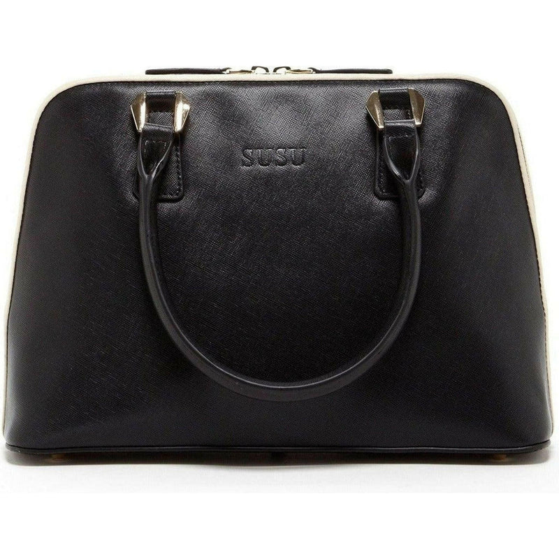 Melissa Saffiano Leather Satchel Bag Black