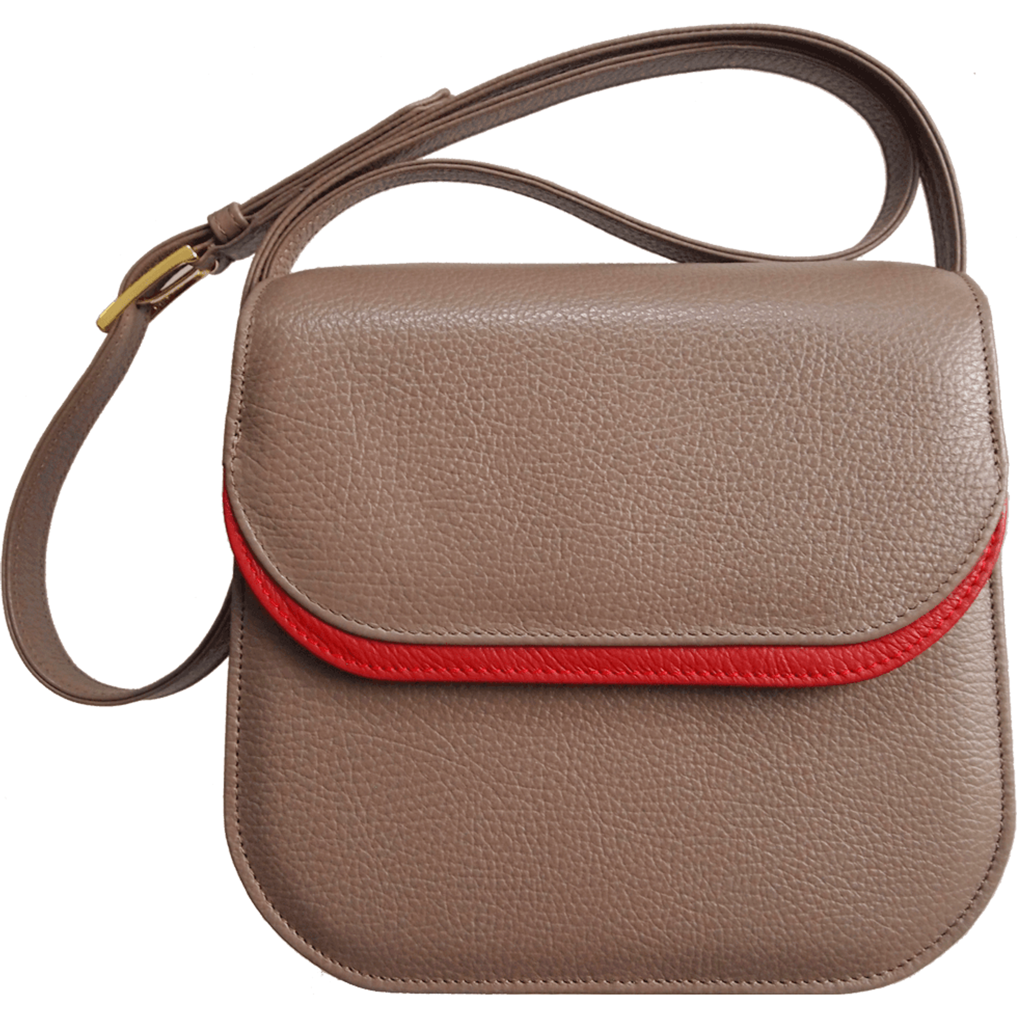 Midi Shoulder Bag Taupe-Red.