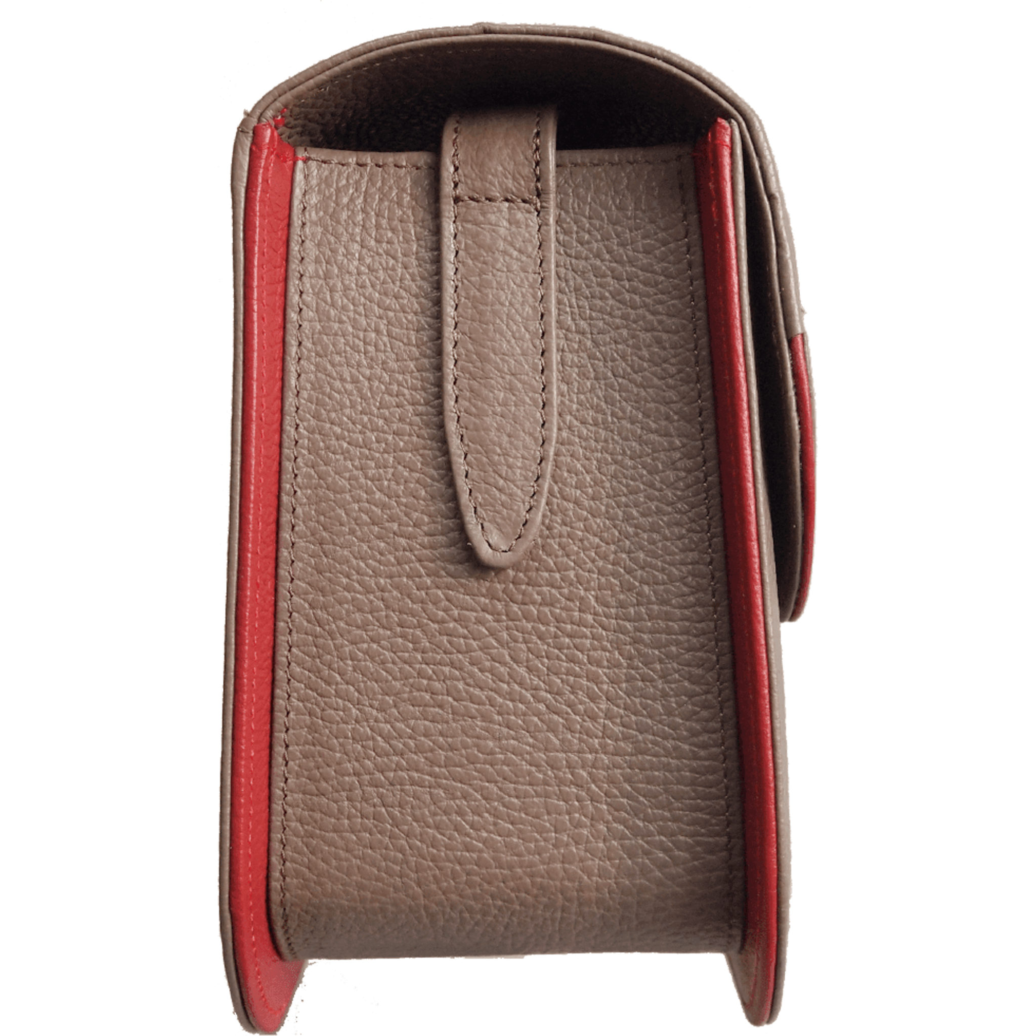 Midi Shoulder Bag Taupe-Red.