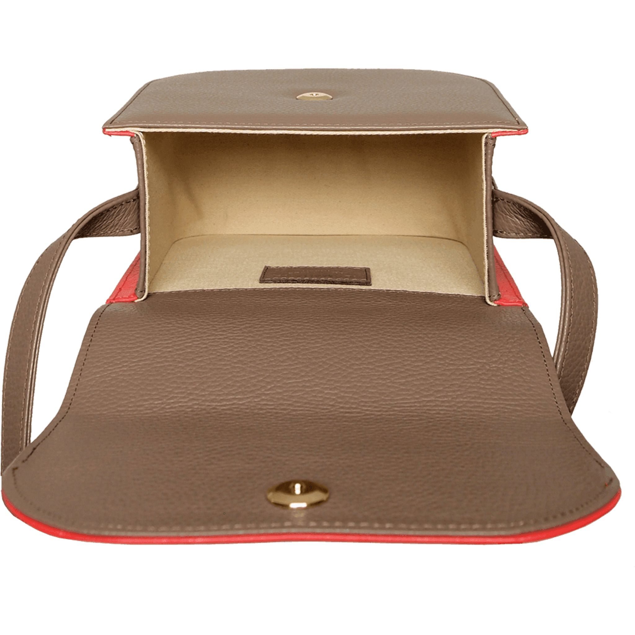 Midi Shoulder Bag Taupe-Red.