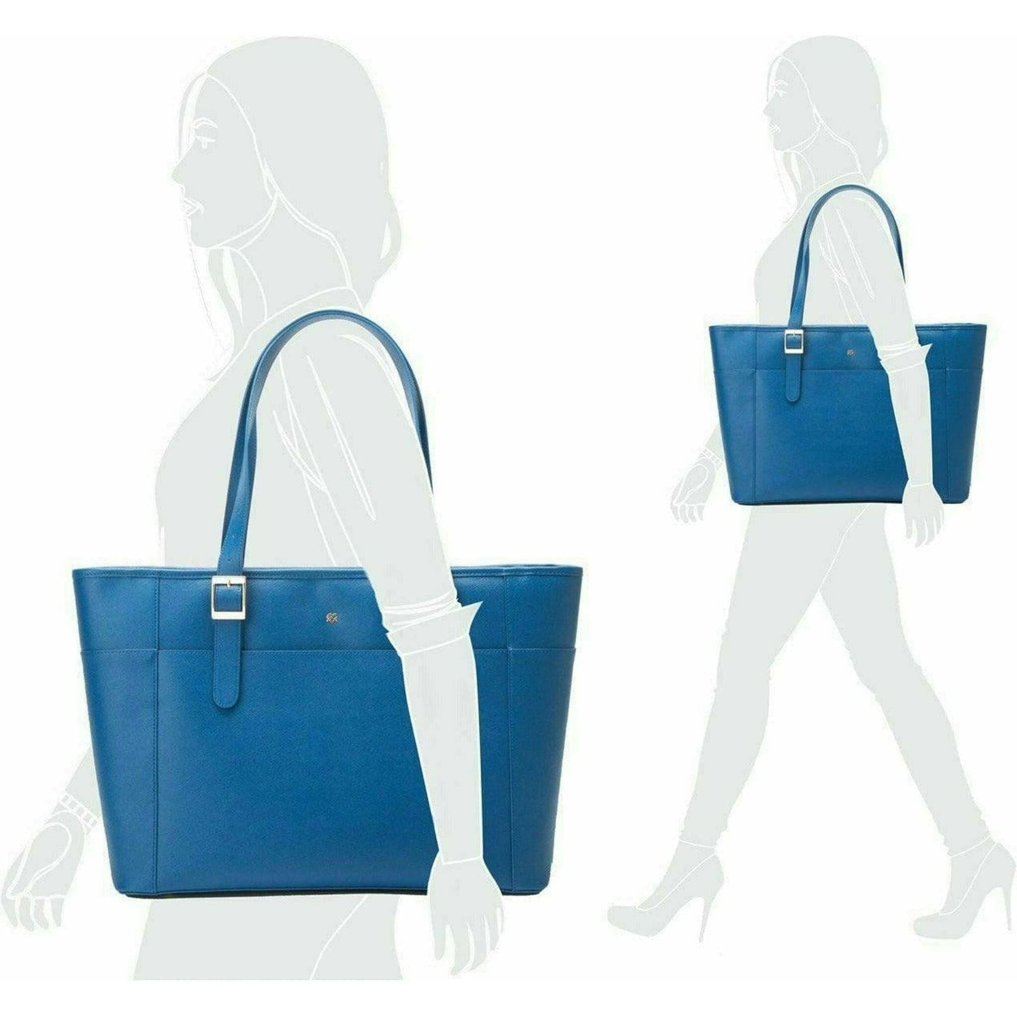 Miley - Blue Vegan Leather Laptop Bag.