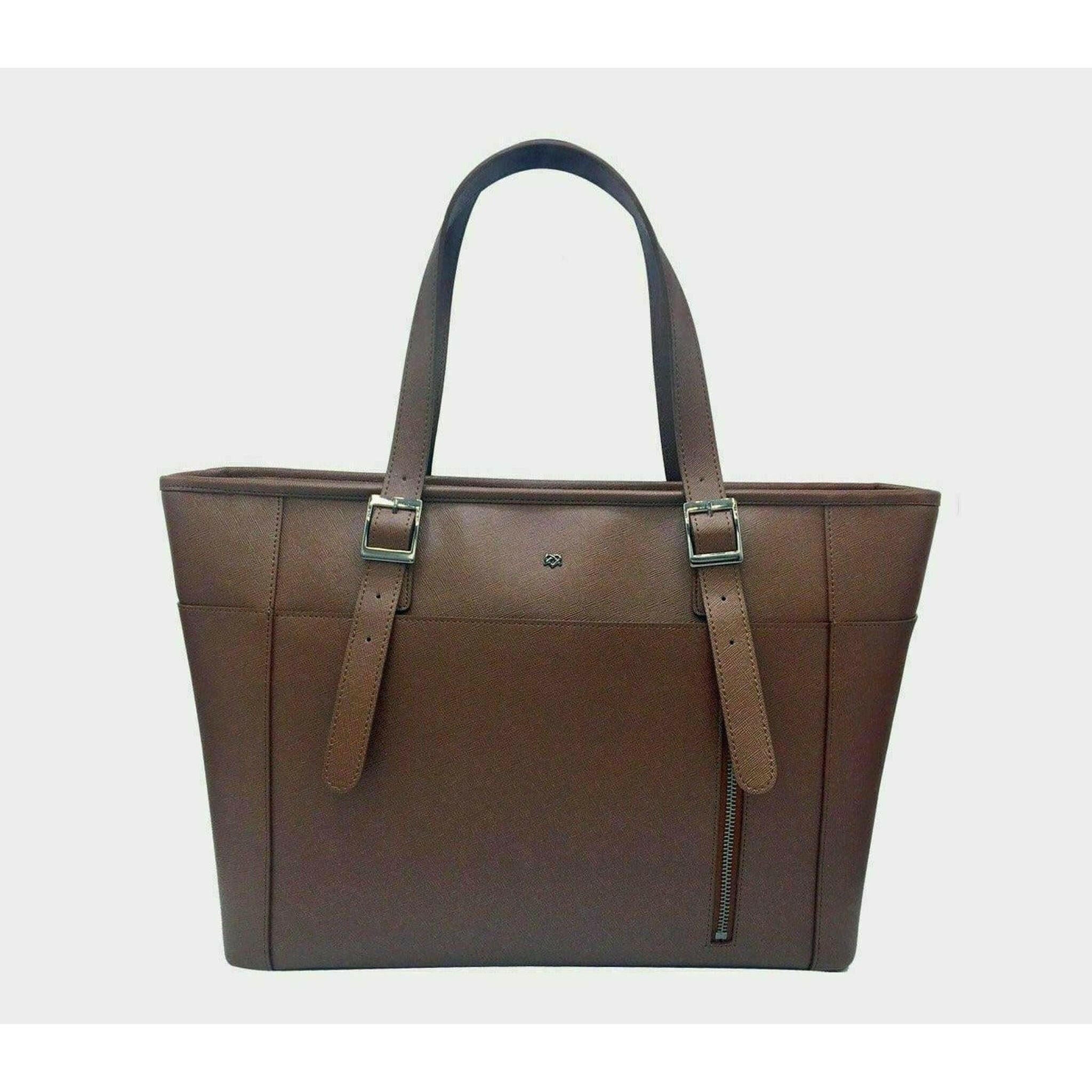 Miley - Chocolate Brown Vegan Leather Laptop Bag.