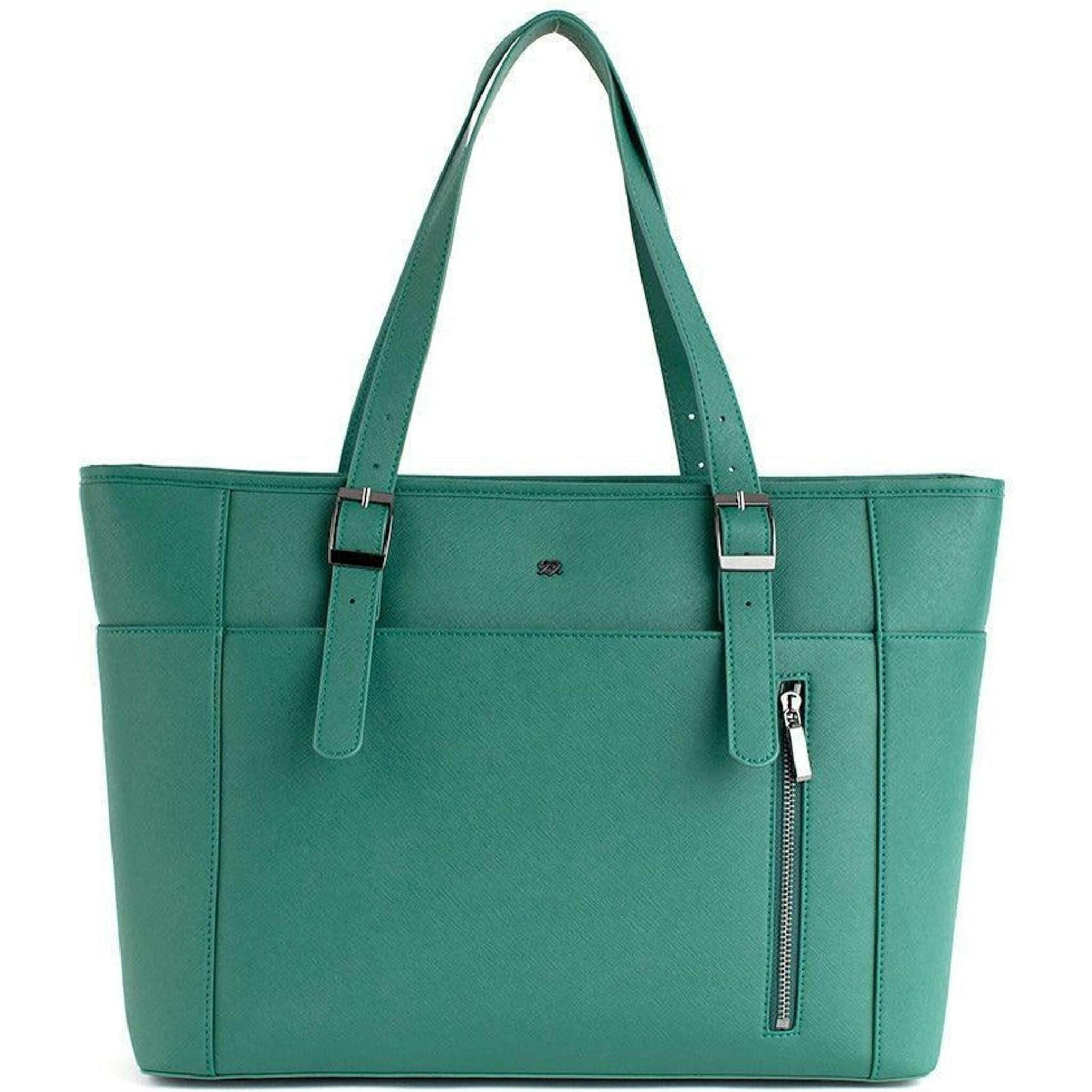 Miley - Dark Green Vegan Leather Laptop Bag.