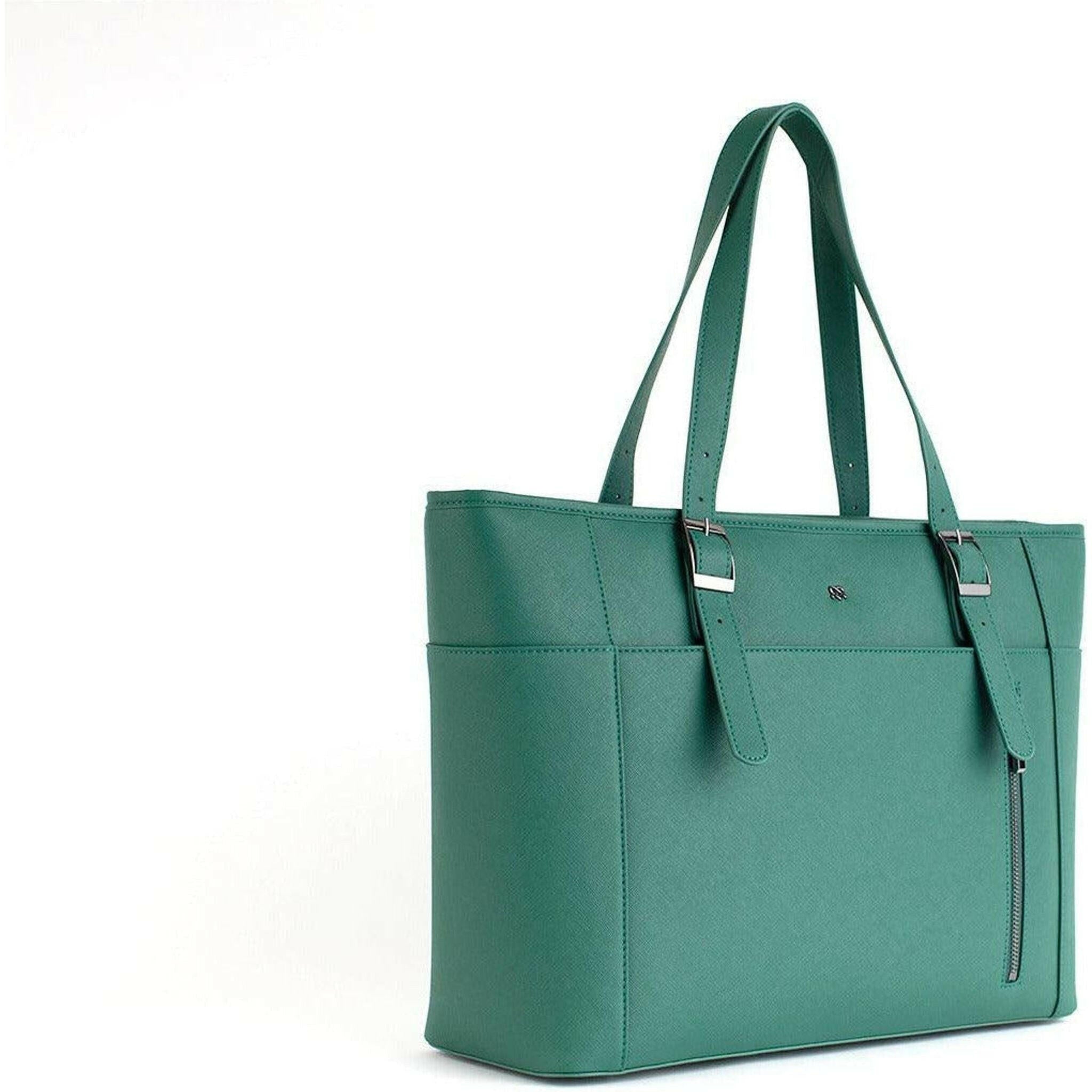 Miley - Dark Green Vegan Leather Laptop Bag.