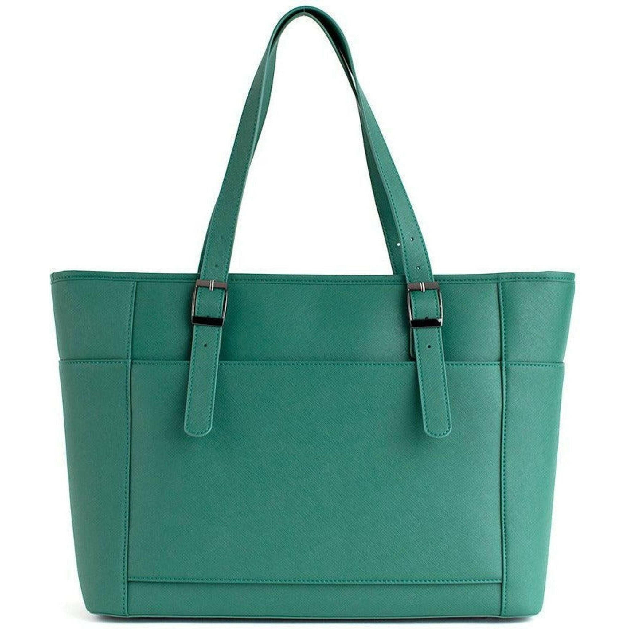 Miley - Dark Green Vegan Leather Laptop Bag.