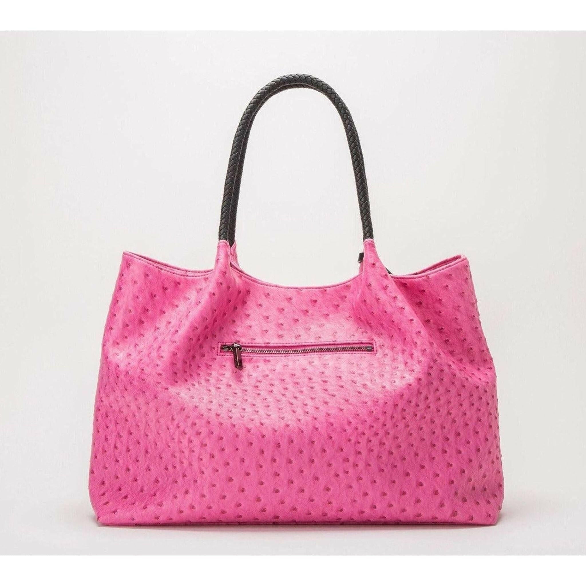 Naomi - Hot Pink Vegan Leather Tote Bag.