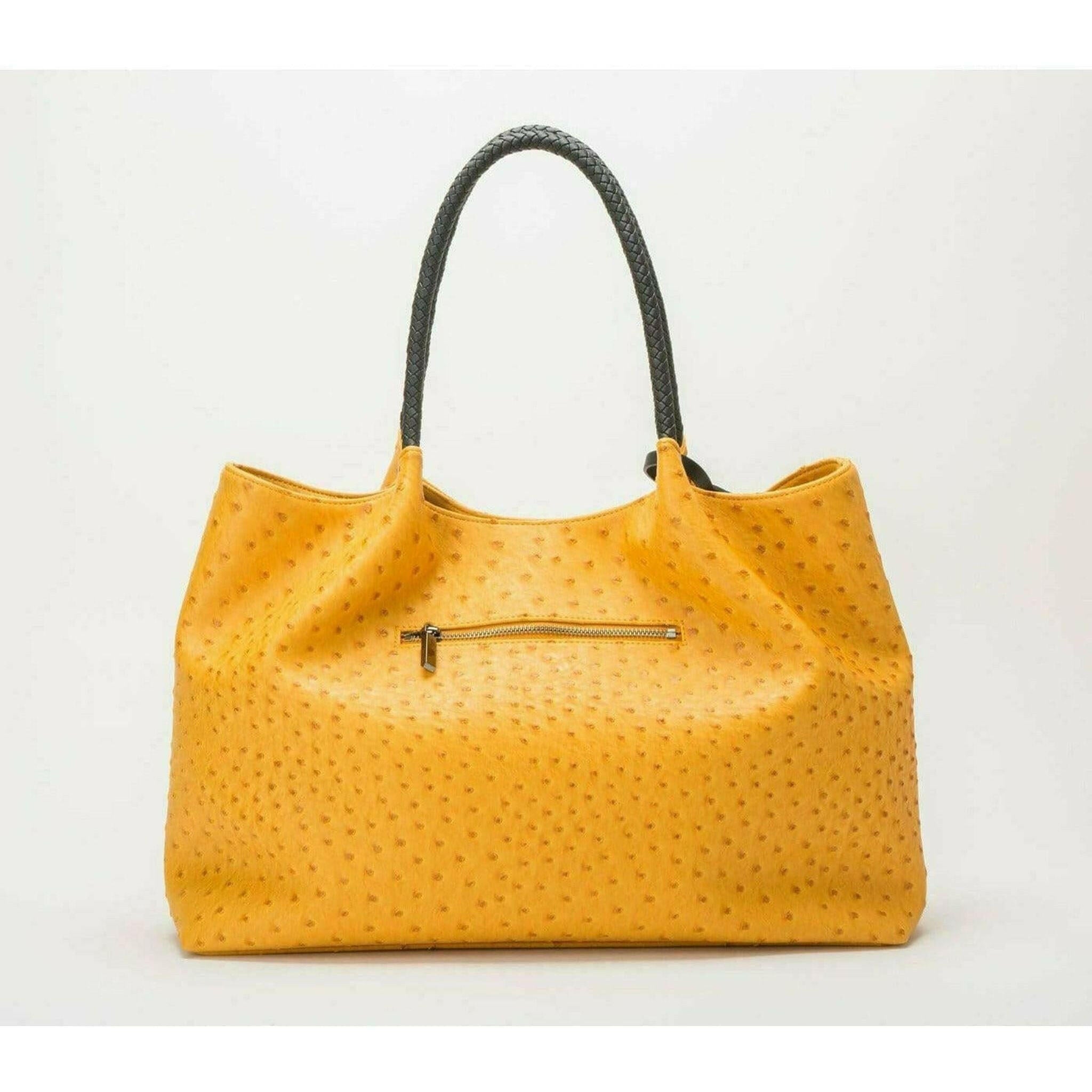 Naomi - Yellow Vegan Leather Tote Bag.