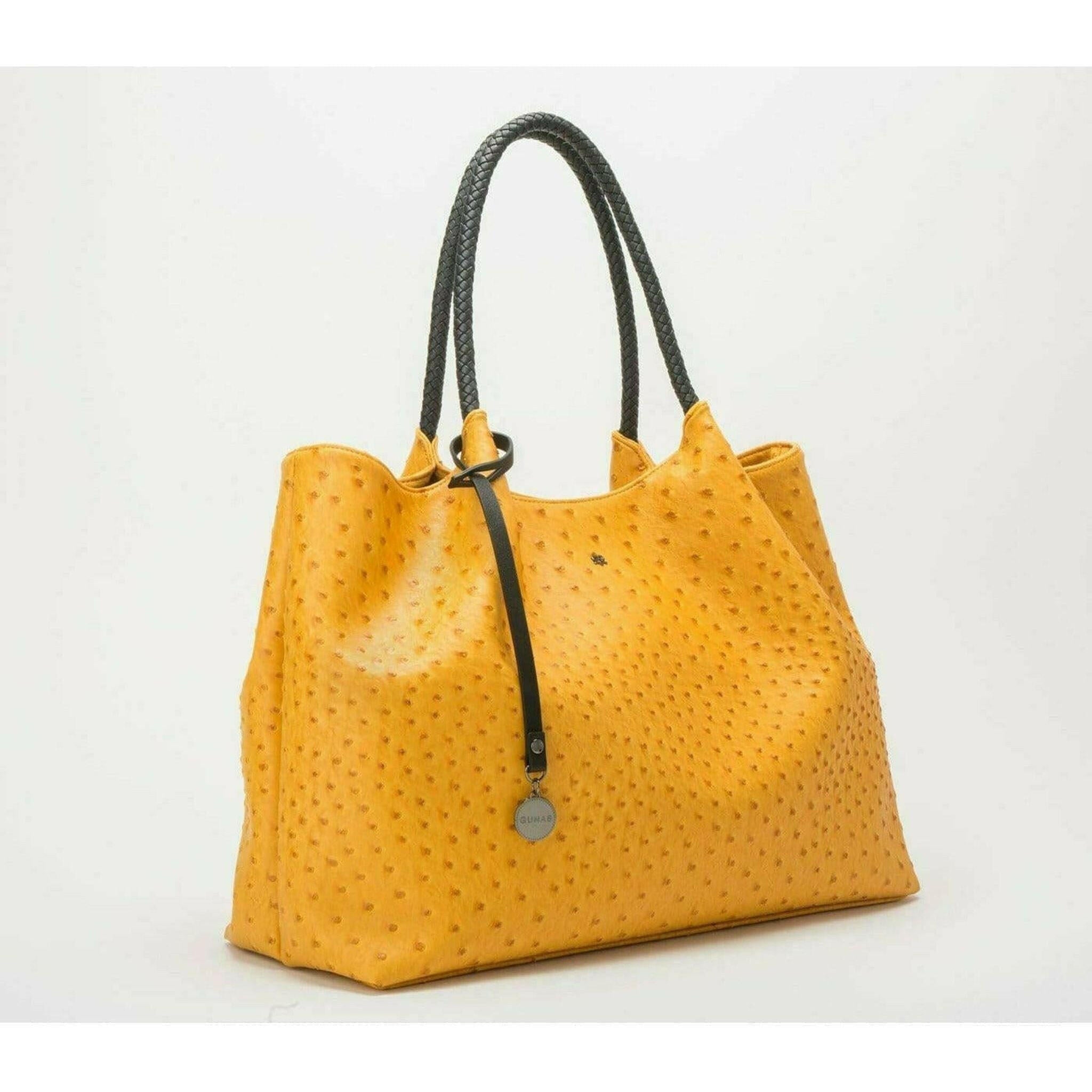 Naomi - Yellow Vegan Leather Tote Bag.