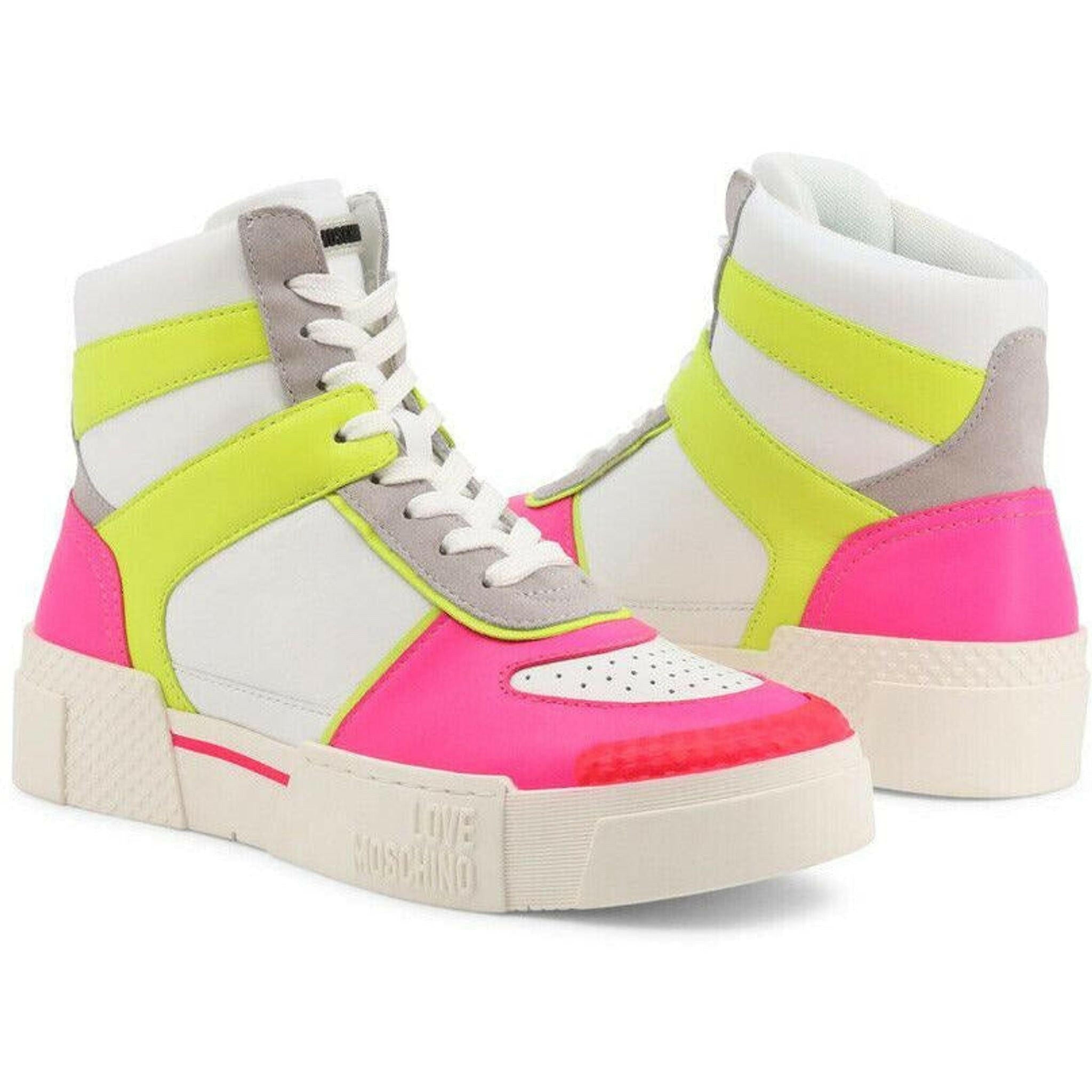 Neon Pink High Top Sneakers.