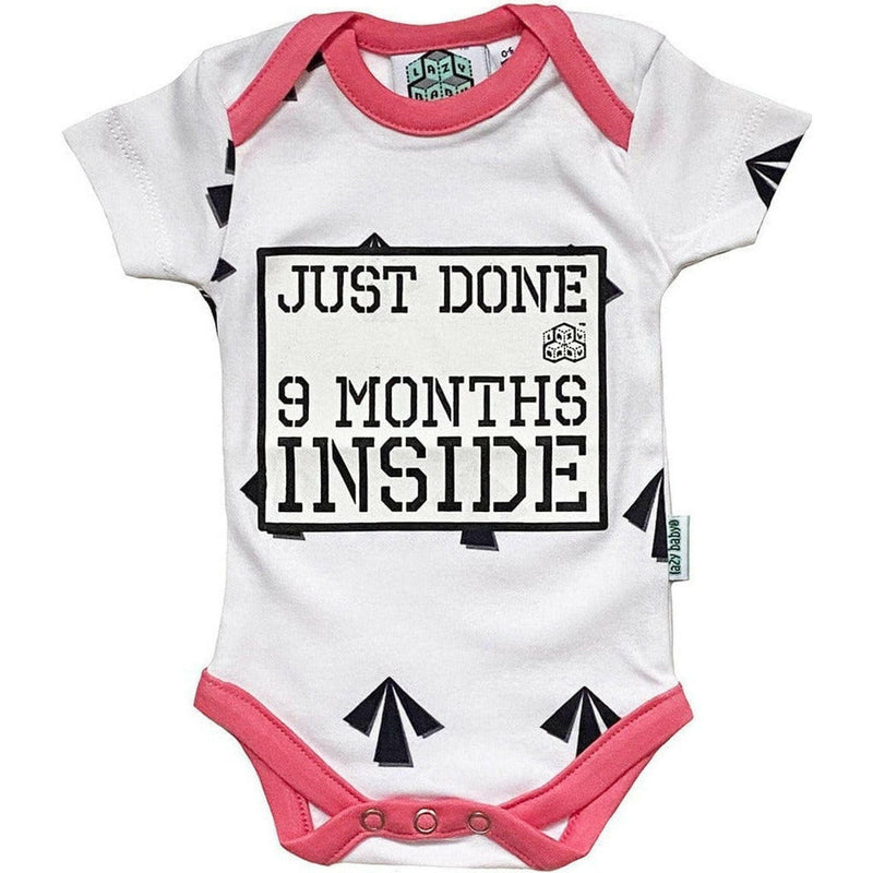 Newborn Arrows with Pink Trim Romper Just Done 9 Months Inside®