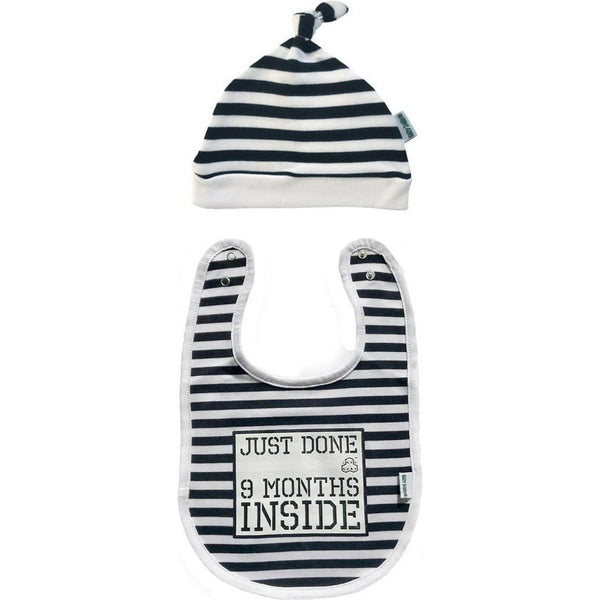 Newborn Bib & Hat Just Done 9 Months Inside®