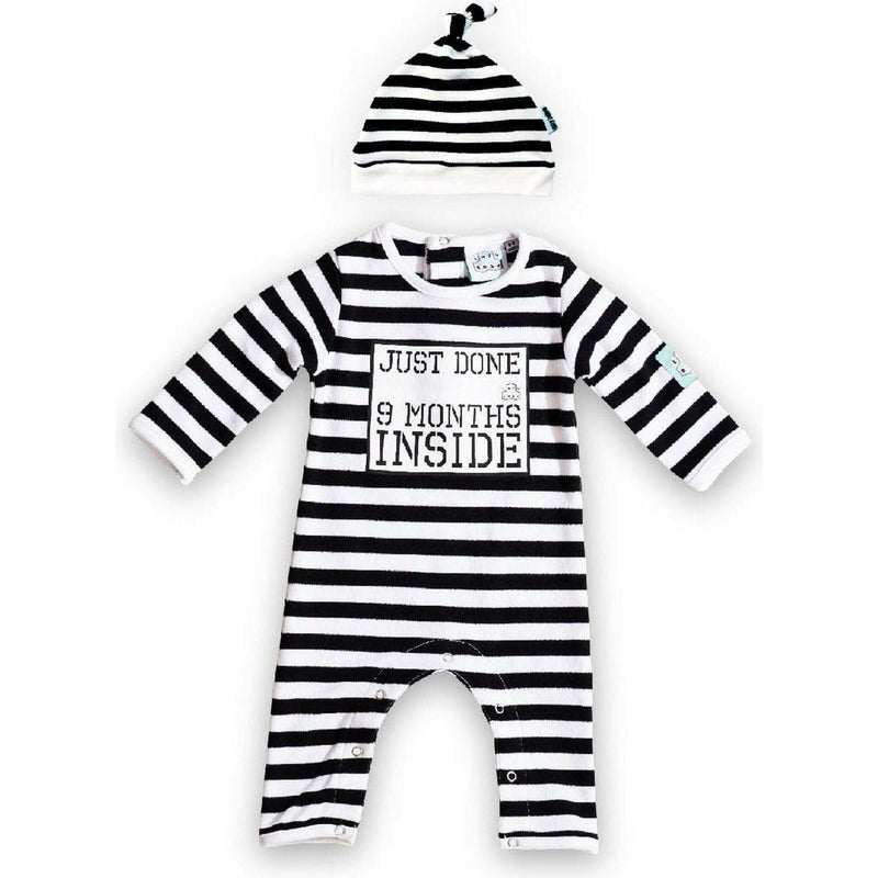 Newborn Long Sleeves Striped Romper & Hat Just Done 9 Months Inside®