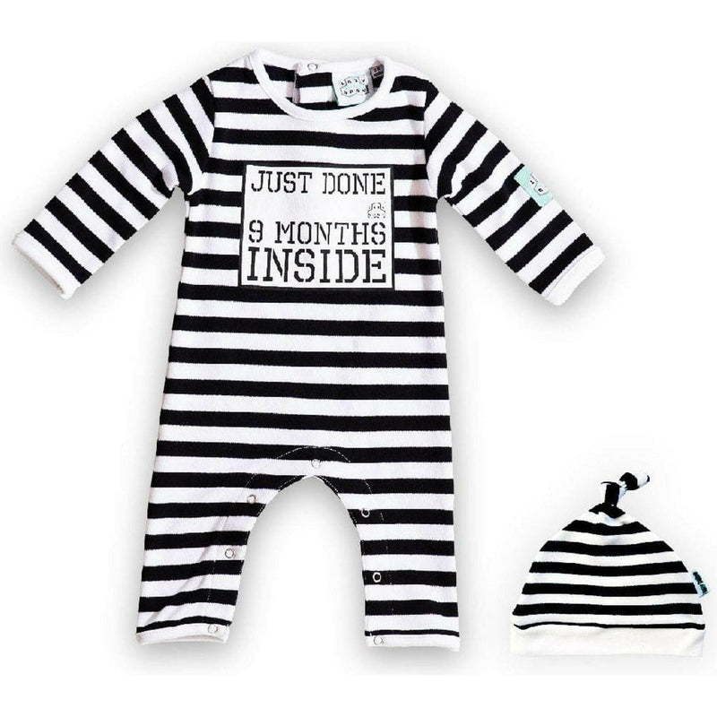 Newborn Long Sleeves Striped Romper & Hat Just Done 9 Months Inside®