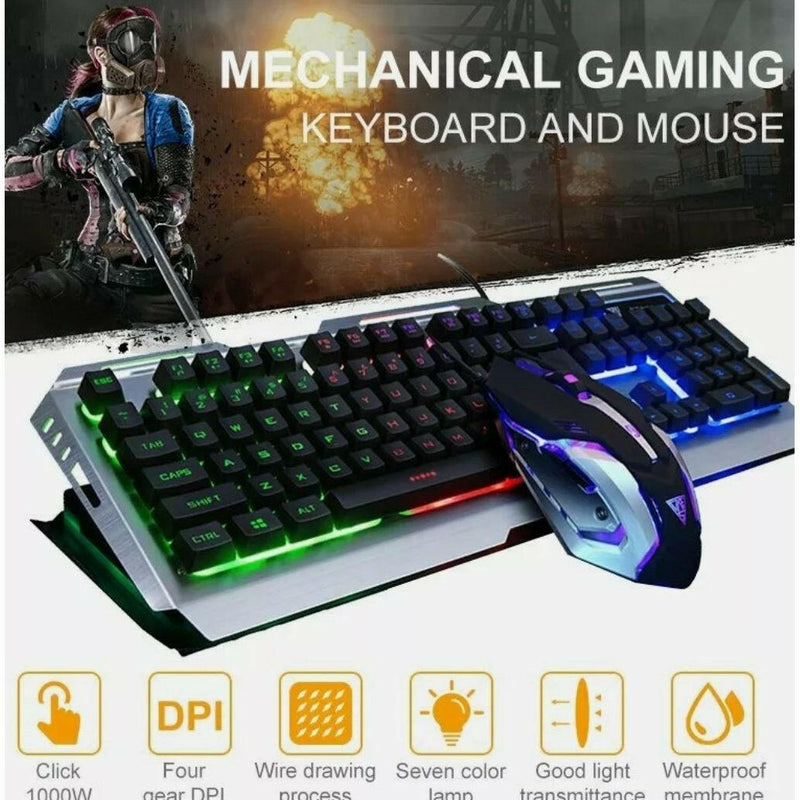 Ninja Dragon Metallic Silver Mechanical Gaming Keyboard and Mouse Set |  quirkitrendz.