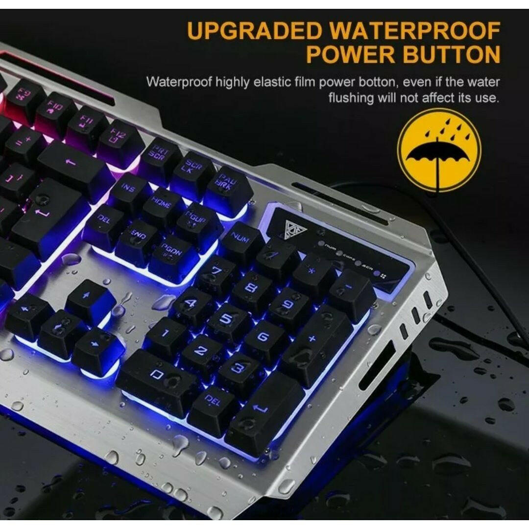 Ninja Dragon Metallic Silver Mechanical Gaming Keyboard and Mouse Set.