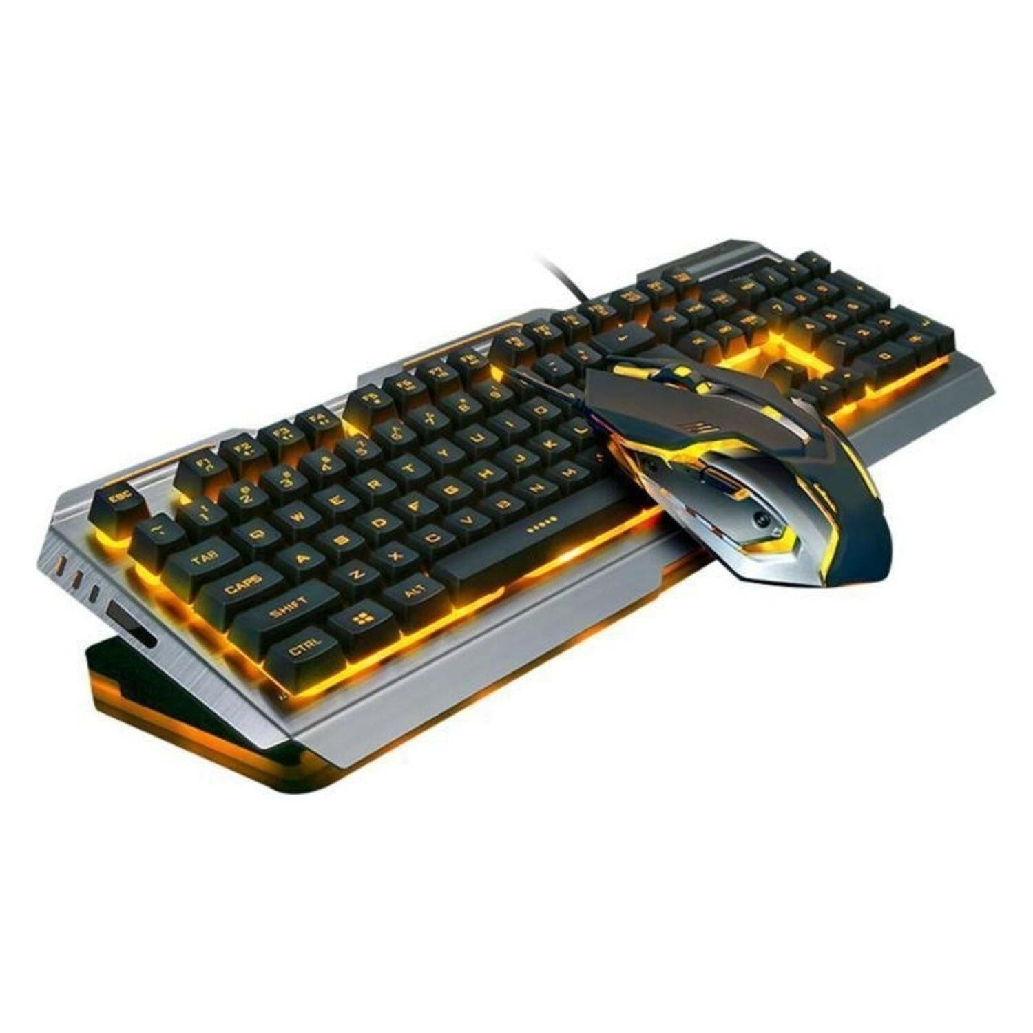 Ninja Dragons Tungsten Gold Metal Frame Gaming Keyboard and Mouse Set.