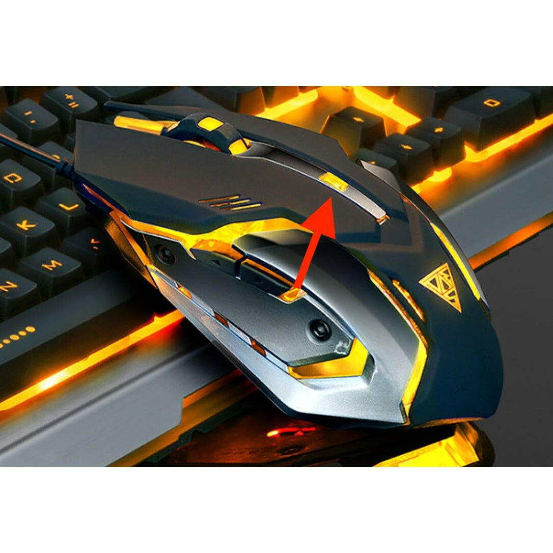 Ninja Dragons Tungsten Gold Metal Frame Gaming Keyboard and Mouse Set.