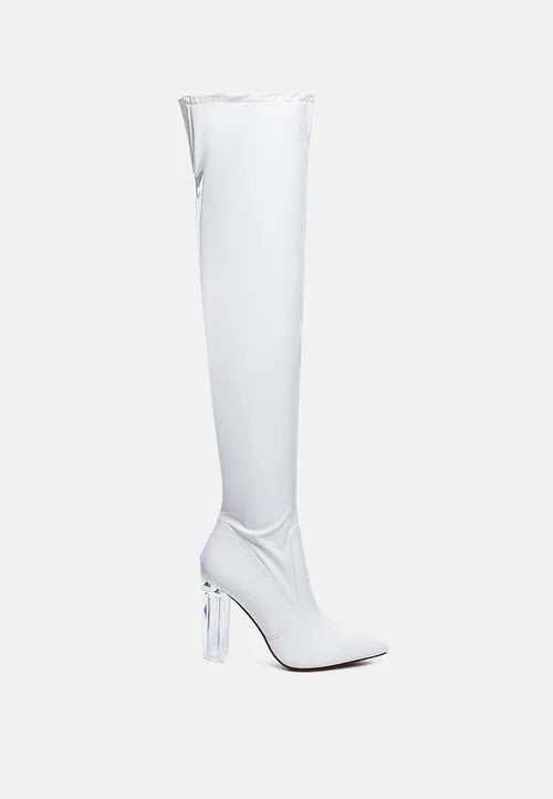 Noire Patent PU Thigh High Long Boots