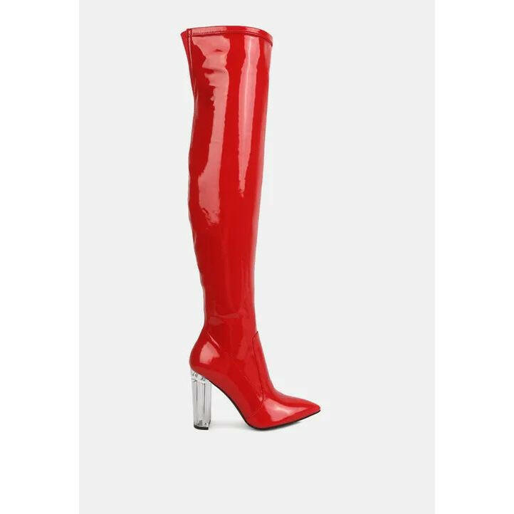 Noire Patent PU Thigh High Long Boots