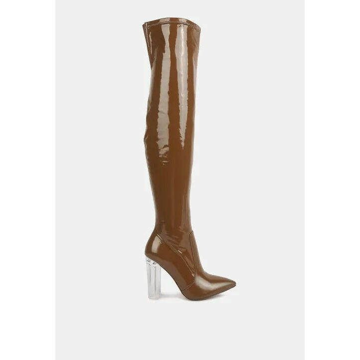 Noire Patent PU Thigh High Long Boots