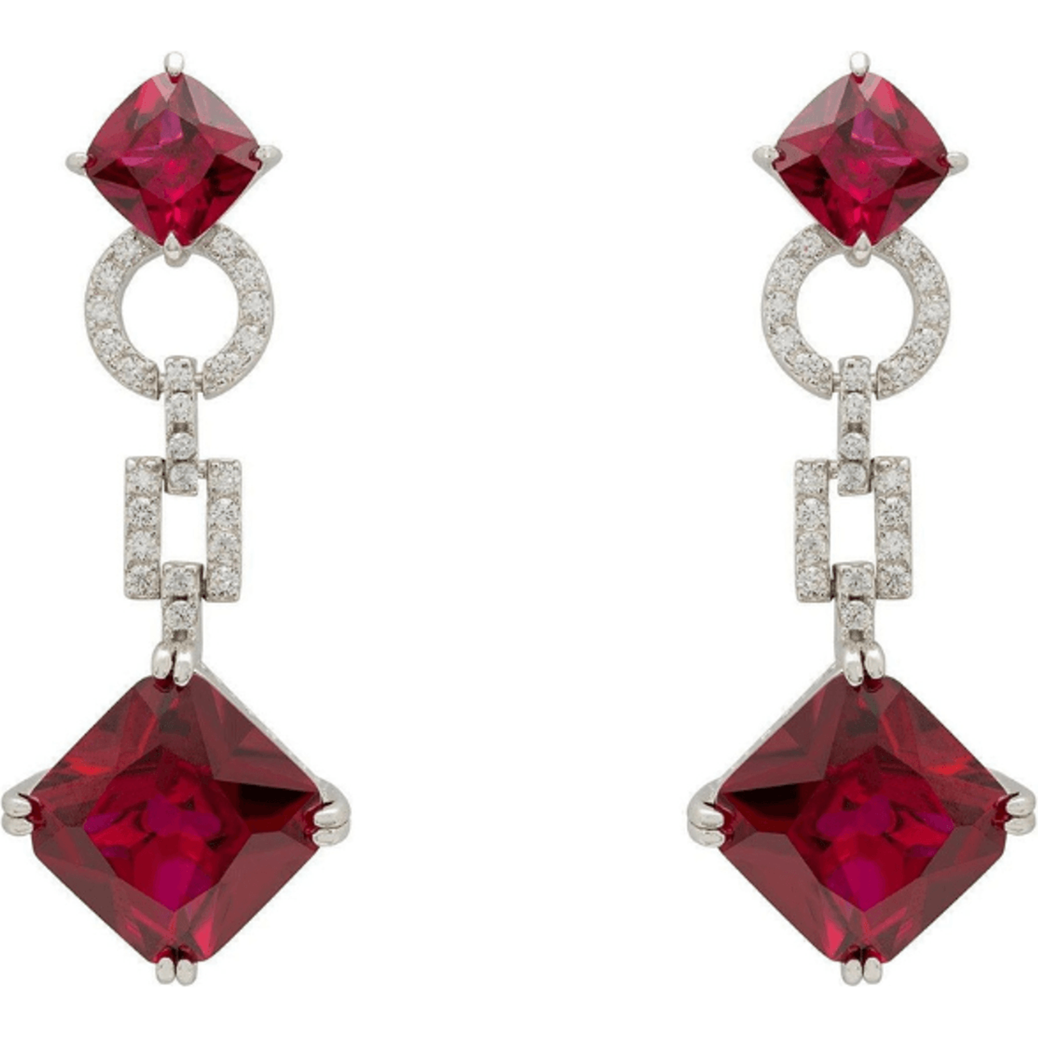 Noor Ruby Drop Earrings Silver.