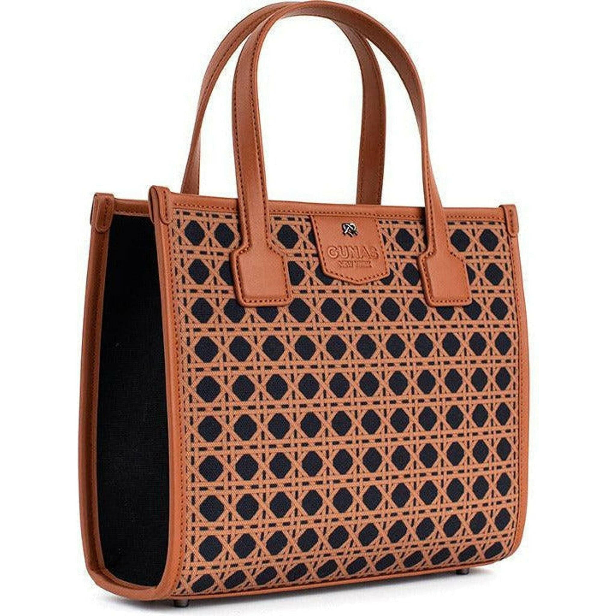 Oasis - Black & Brown Basket Vegan Canvas Bag.