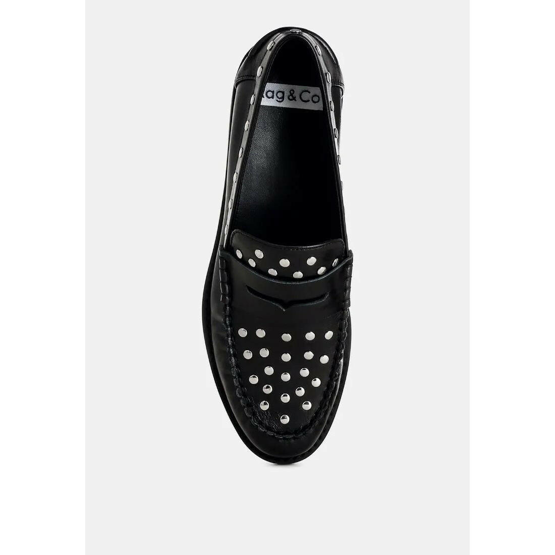 Oglavia Studs Embellished Leather Loafers.