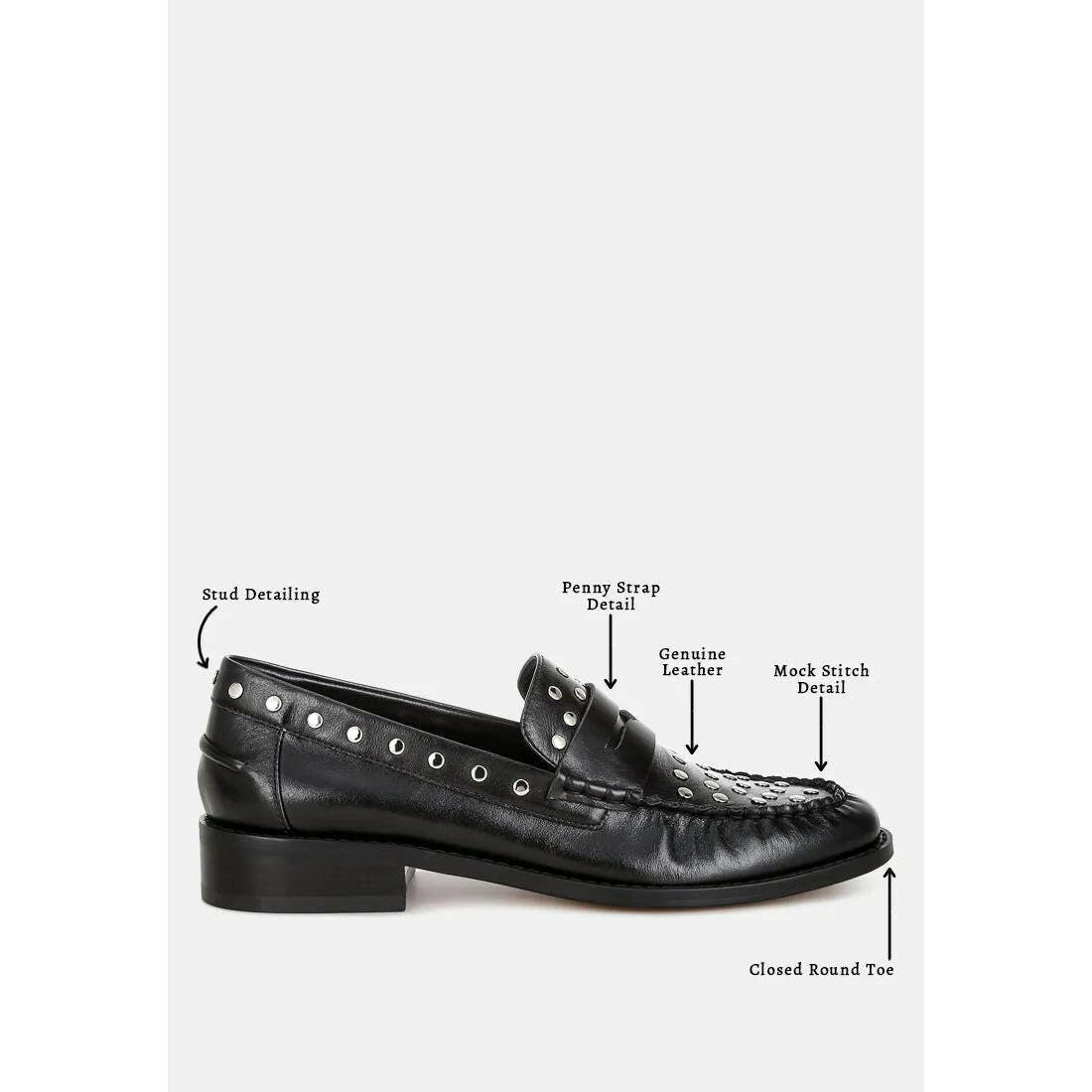 Oglavia Studs Embellished Leather Loafers.