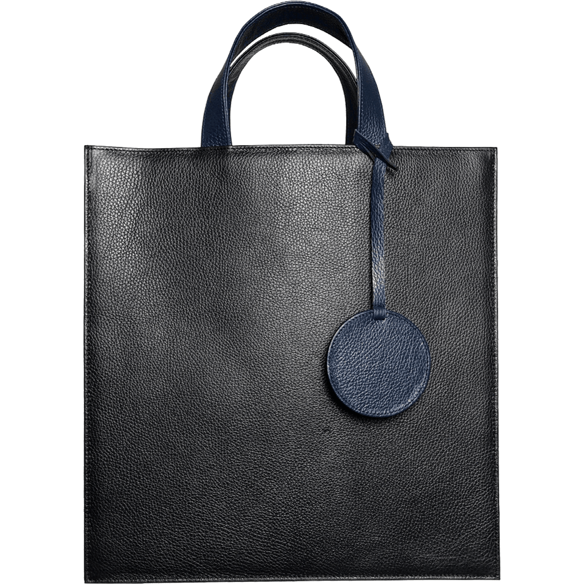 Pebbled Leather Briefcase Tote Bag Black.