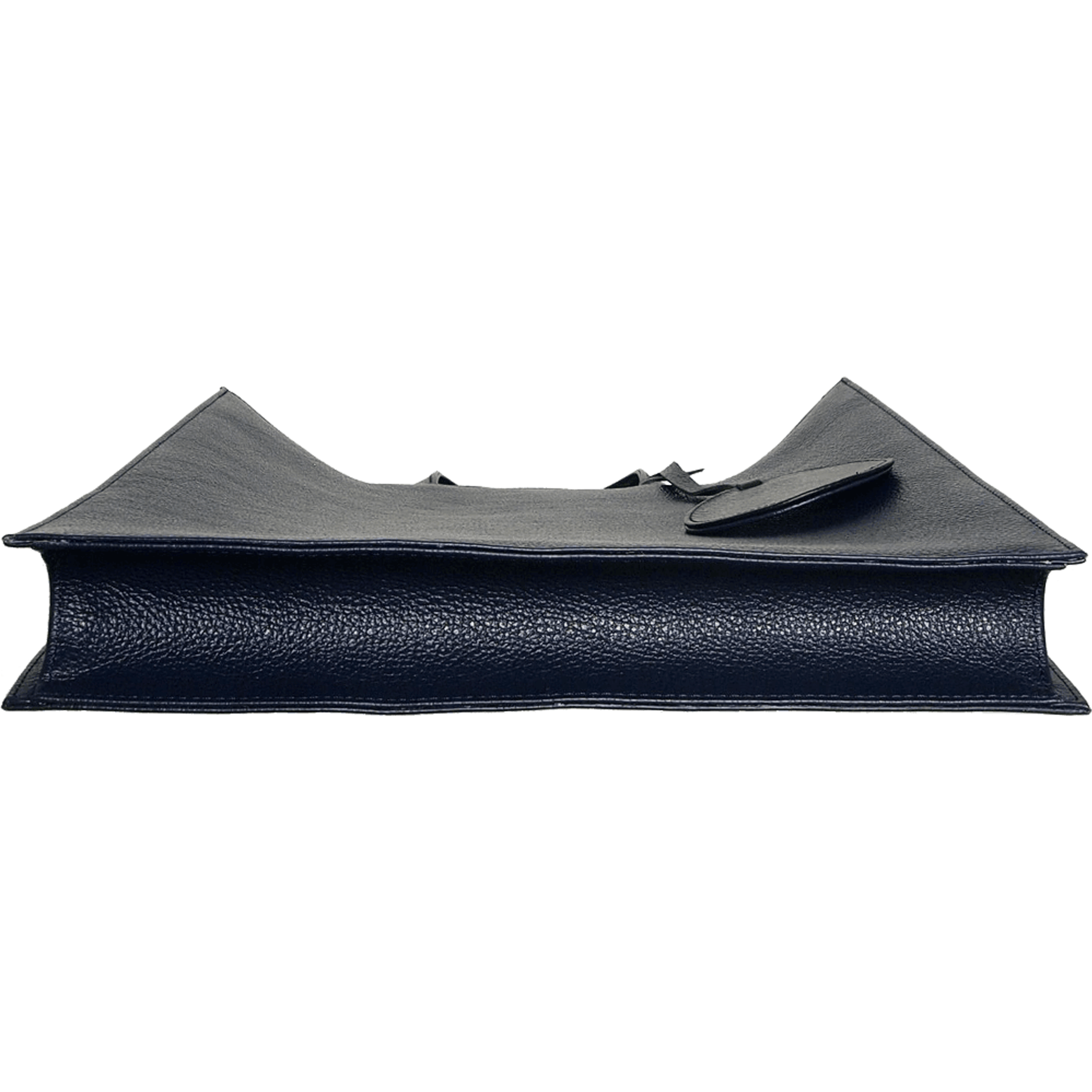 Pebbled Leather Briefcase Tote Bag Navy.