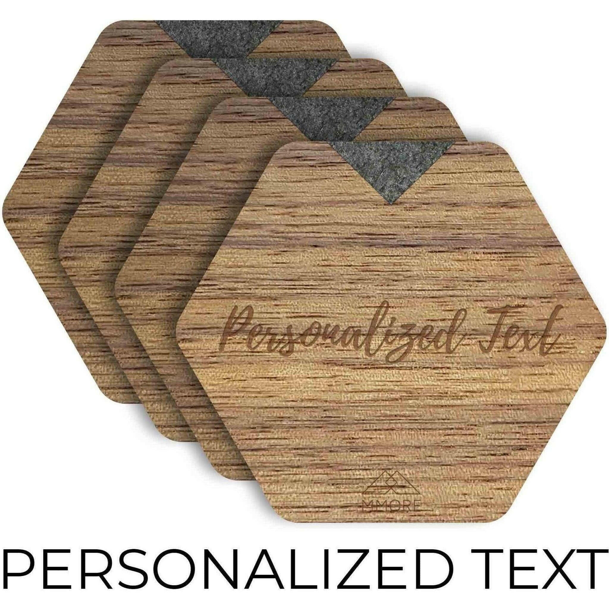 PERSONALIZED American Walnut Coasters Set.