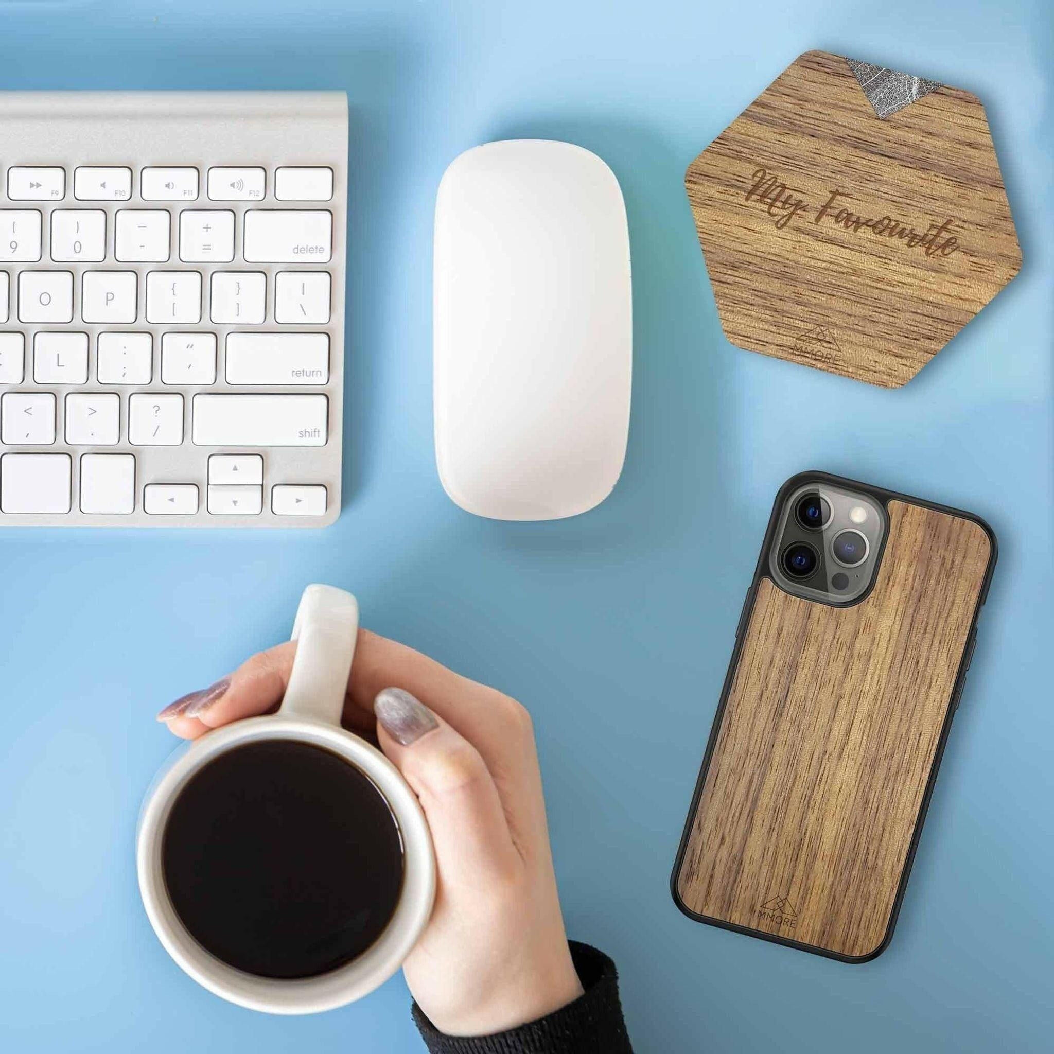 PERSONALIZED American Walnut Coasters Set.