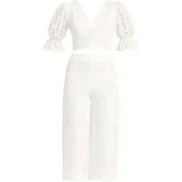 Pilar White Eyelet Pants