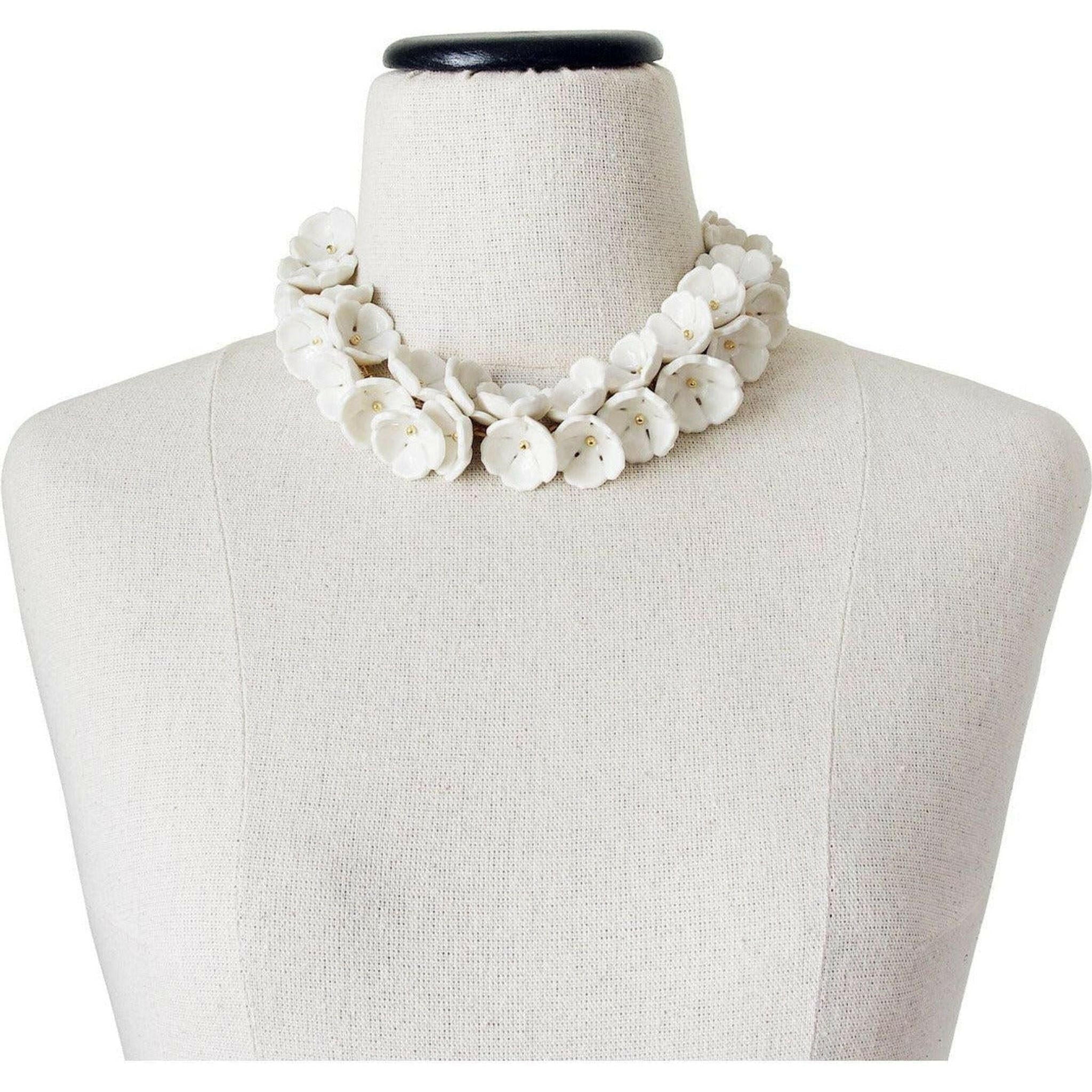 Porcelain Plum Blossom Cluster Necklace.