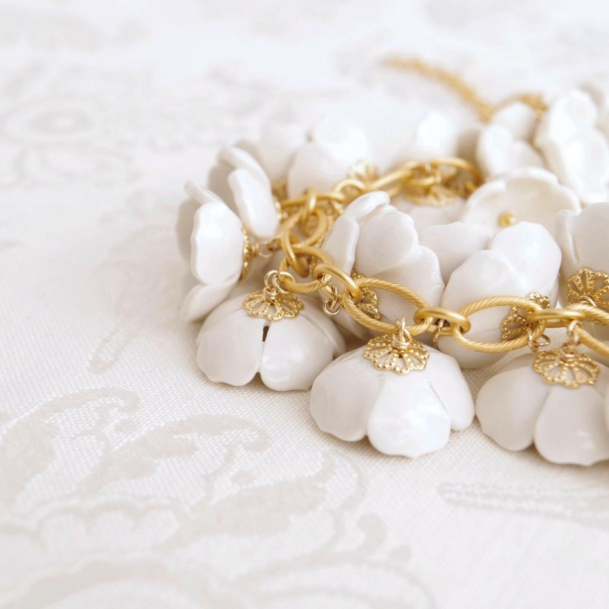 Porcelain Plum Blossom Cluster Necklace.