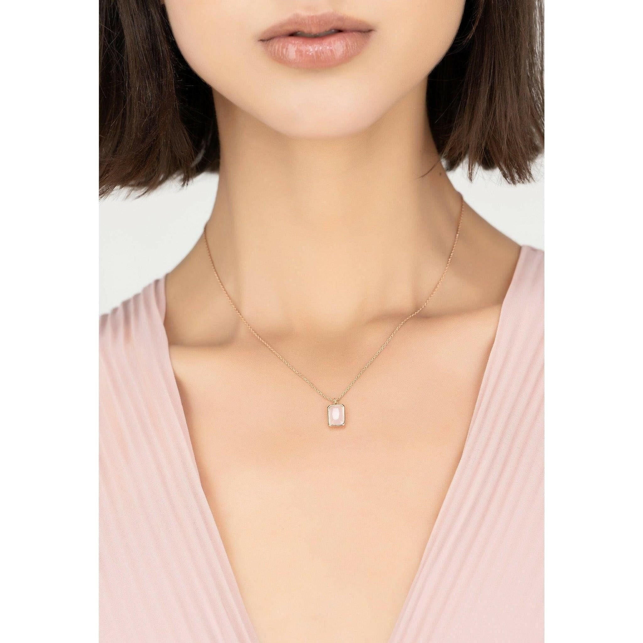 Portofino Necklace Rose Gold Rose Quartz.