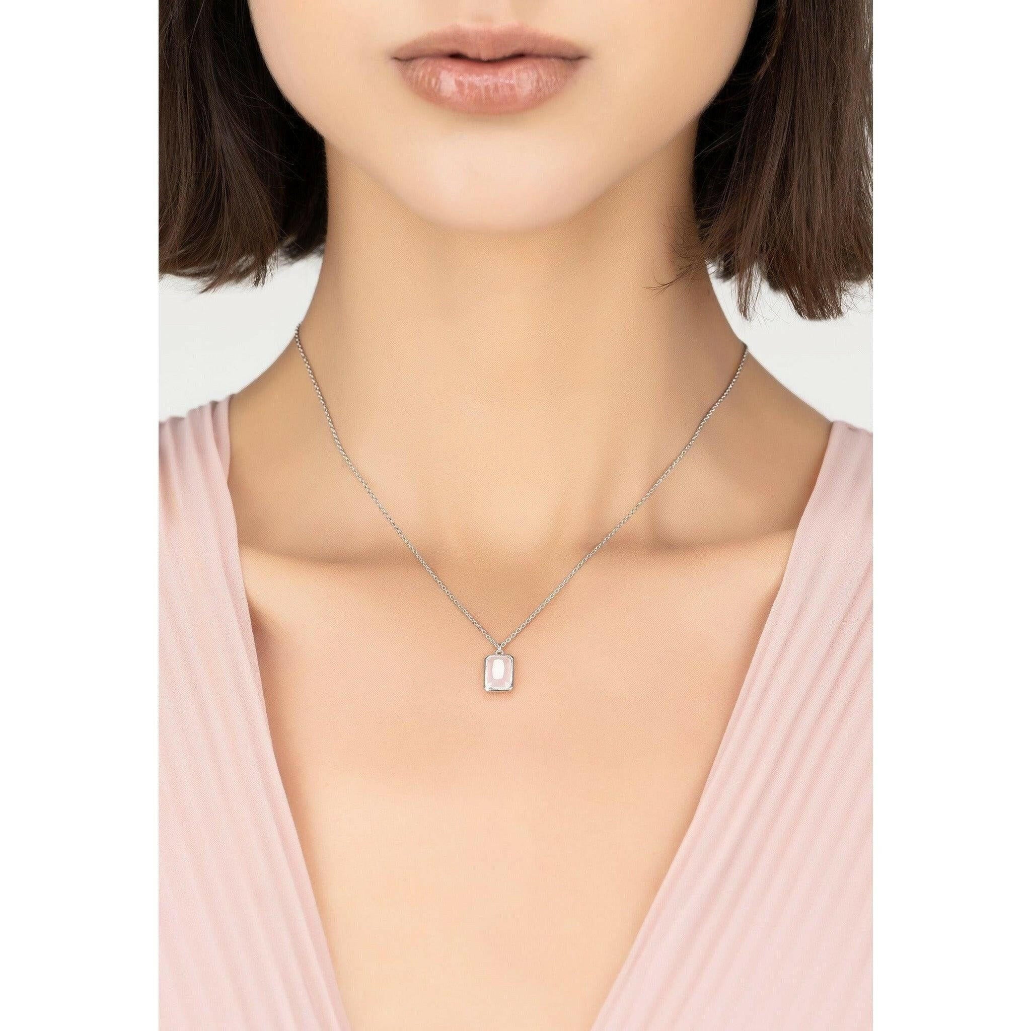 Portofino Necklace Silver Rose Quartz.