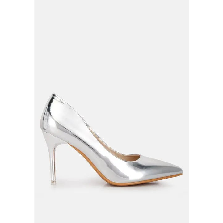 Poudre Metallic Patent Faux Leather Pumps