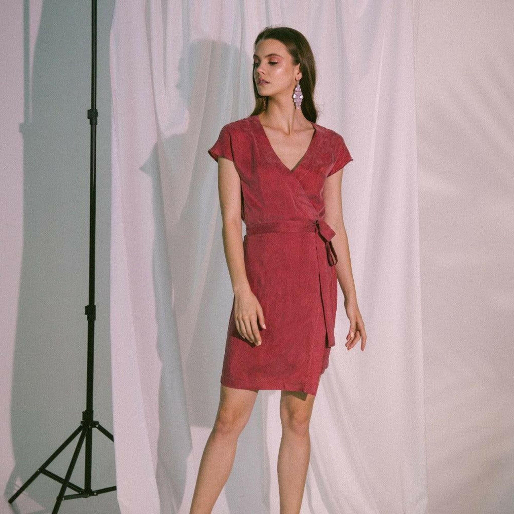 Pragma Wrap Dress in Claret.