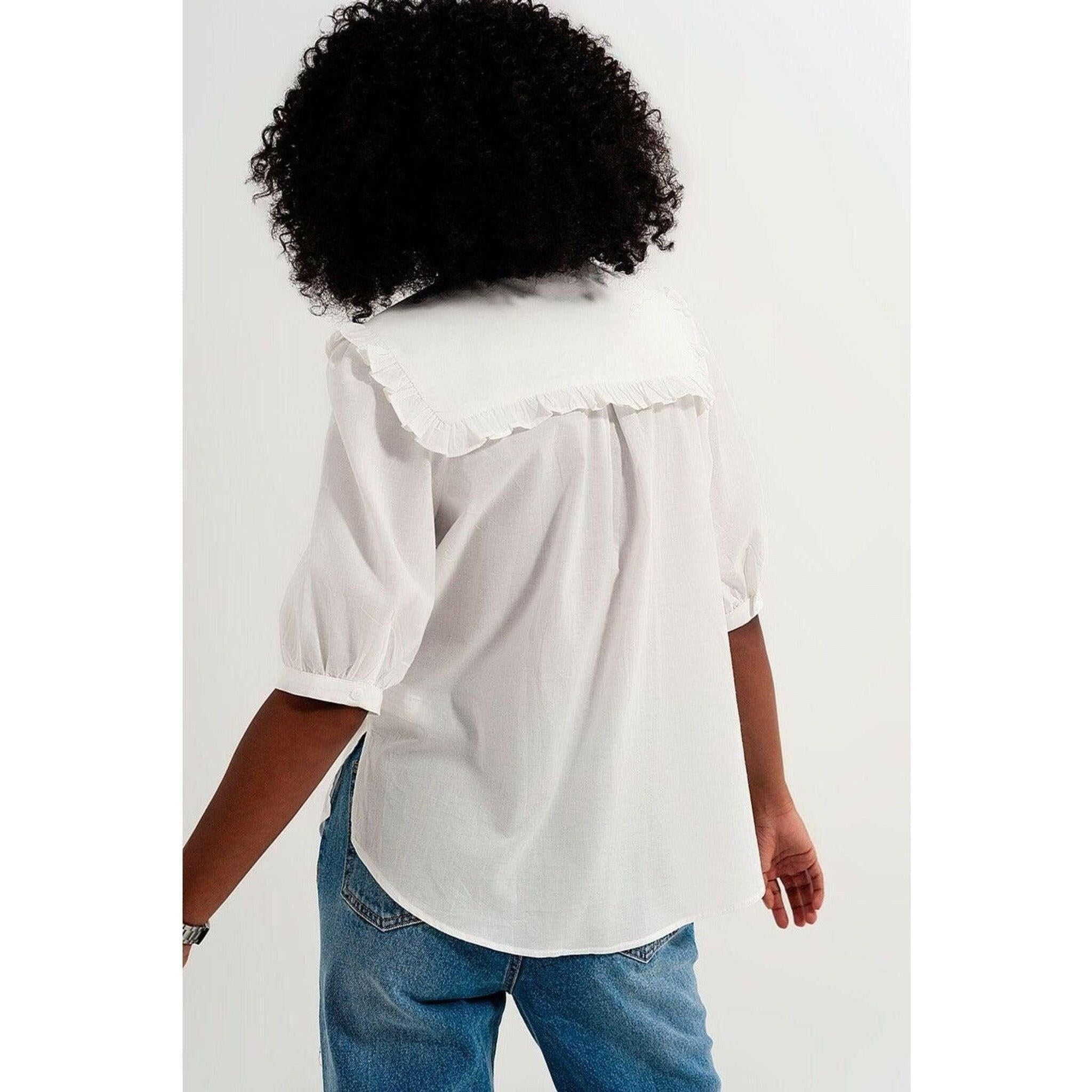 Prairie Collar Blouse in White.