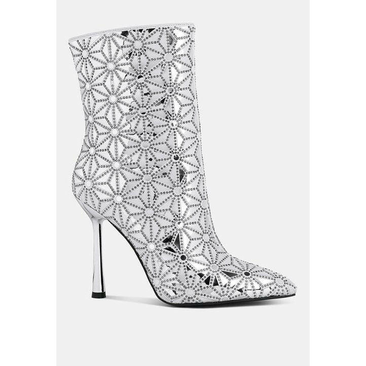 Precious Mirror Embellished High Ankle Boots - quirkitrendz